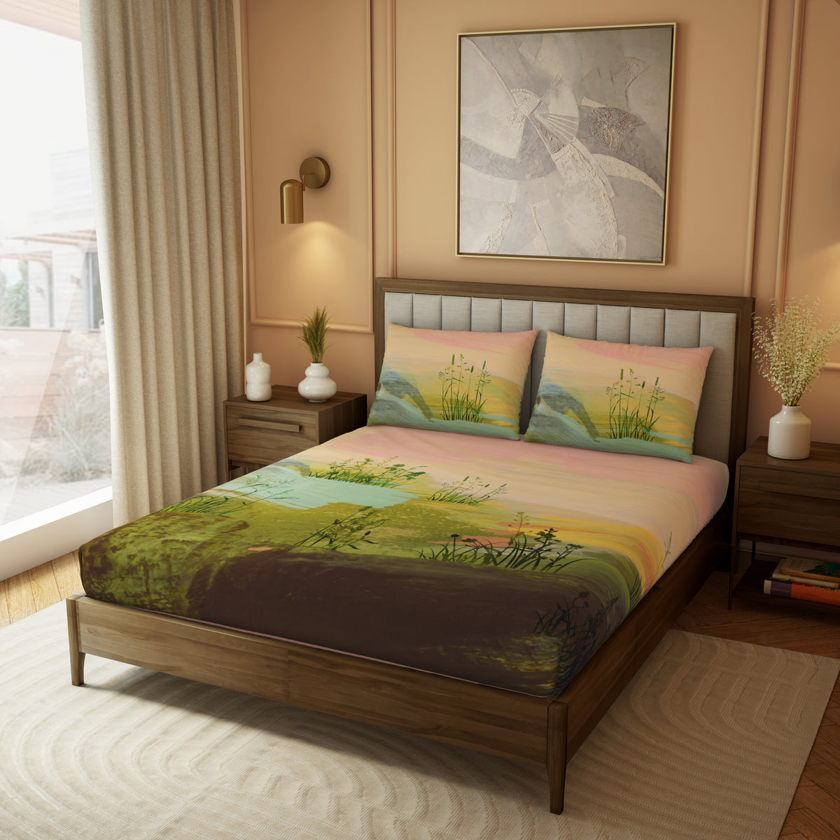 The Elite Collection | Printed King Bedsheet Set | 210 TC Cotton | Multi Hue