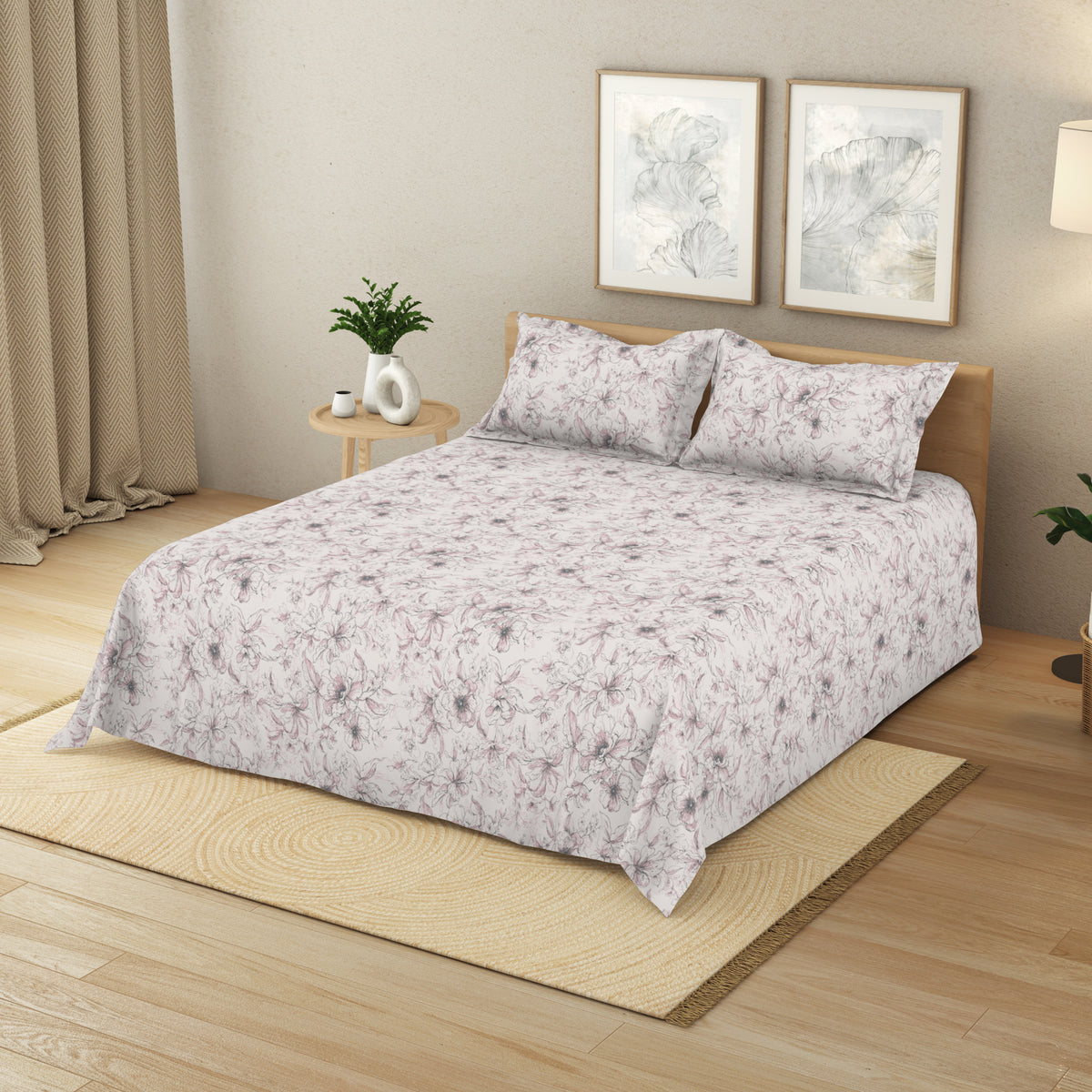 The Elite Collection | King Bedsheet Set | 180 TC Cotton | Cinder Rose