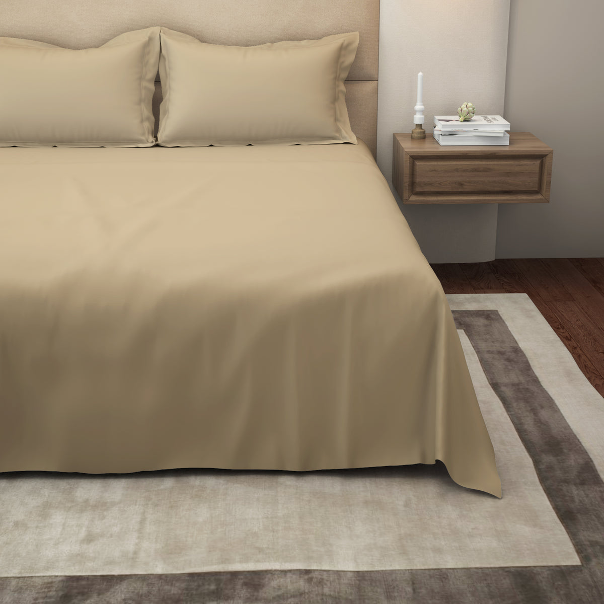 The Gold Collection | King Bedsheet Set | 300 TC Cotton | Light Sand