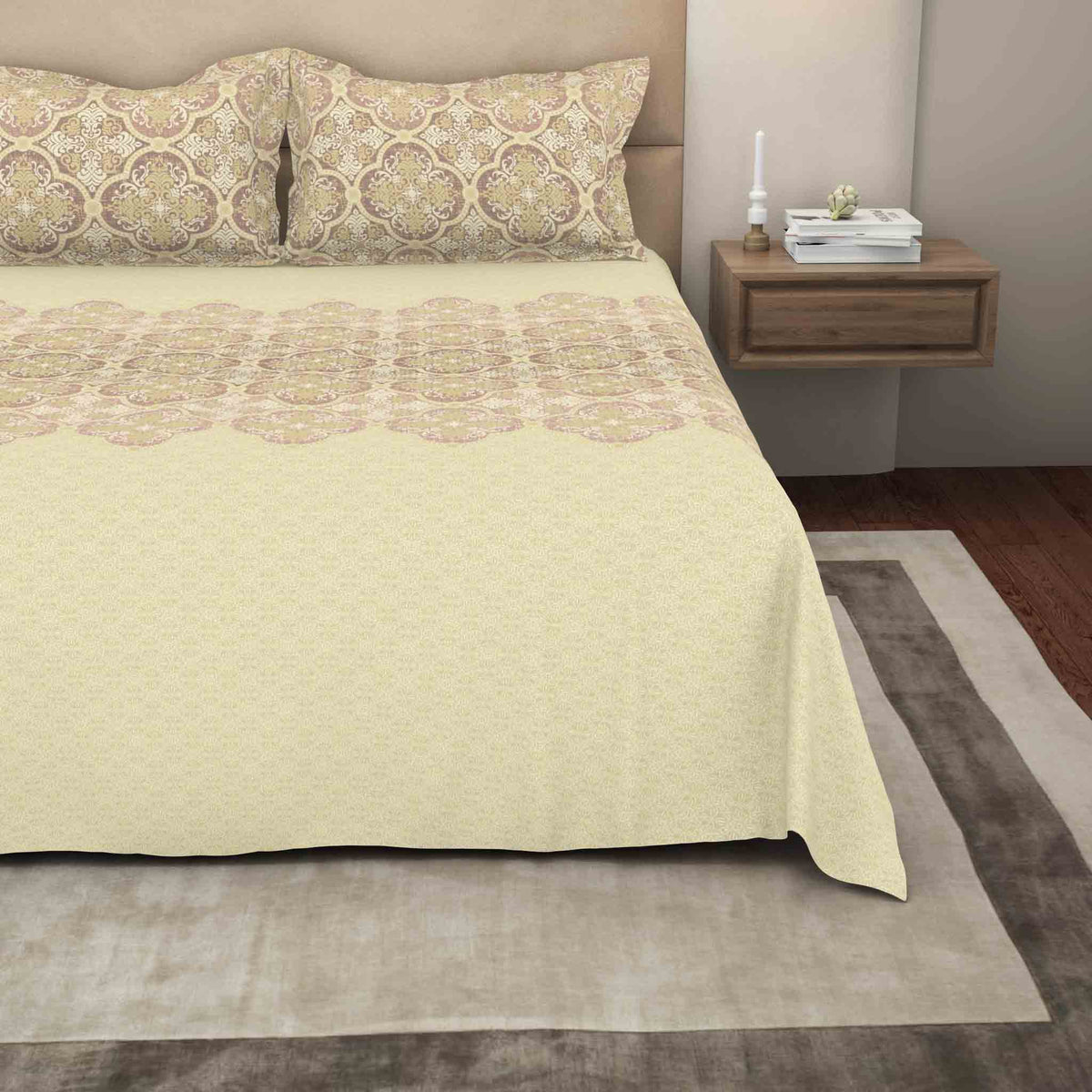 The Gold Collection | King Bedsheet Set | 300 TC Cotton | Castle Bronze