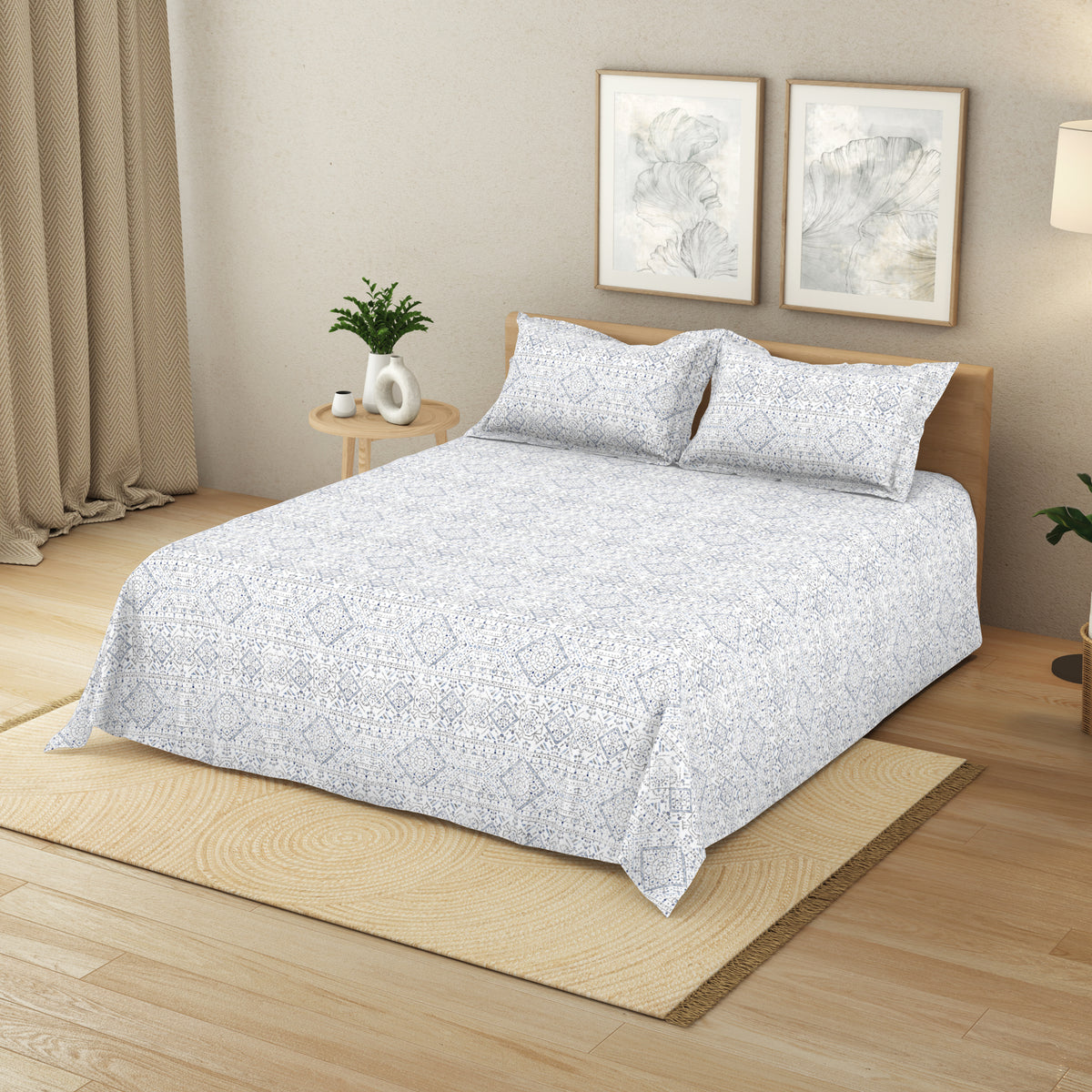 The Elite Collection | King Bedsheet Set | 180 TC Cotton | Grey