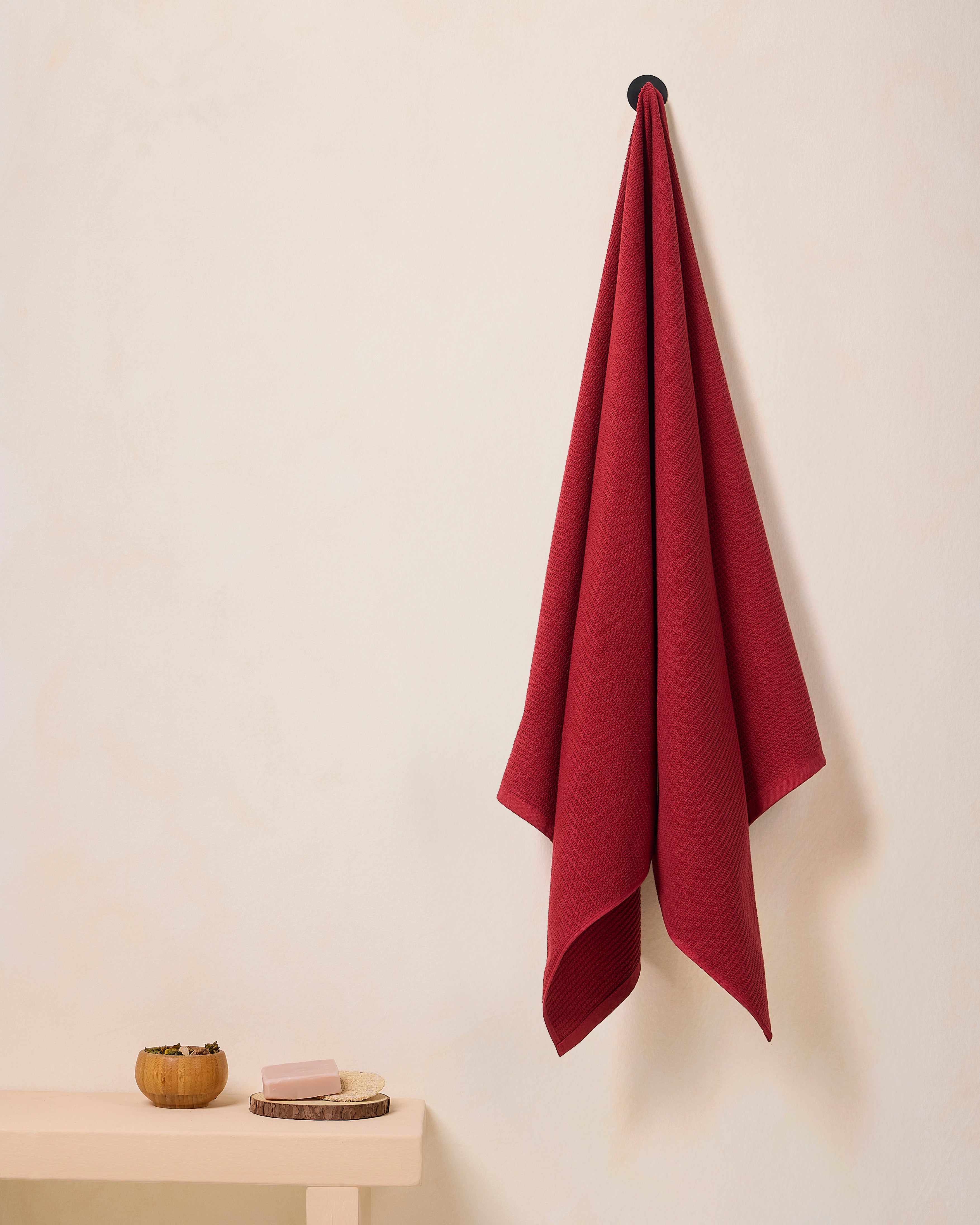 Comfort Collection, Waffle Grid | Bath Towel | 360 GSM 100% Cotton - Barn Red by Himeya