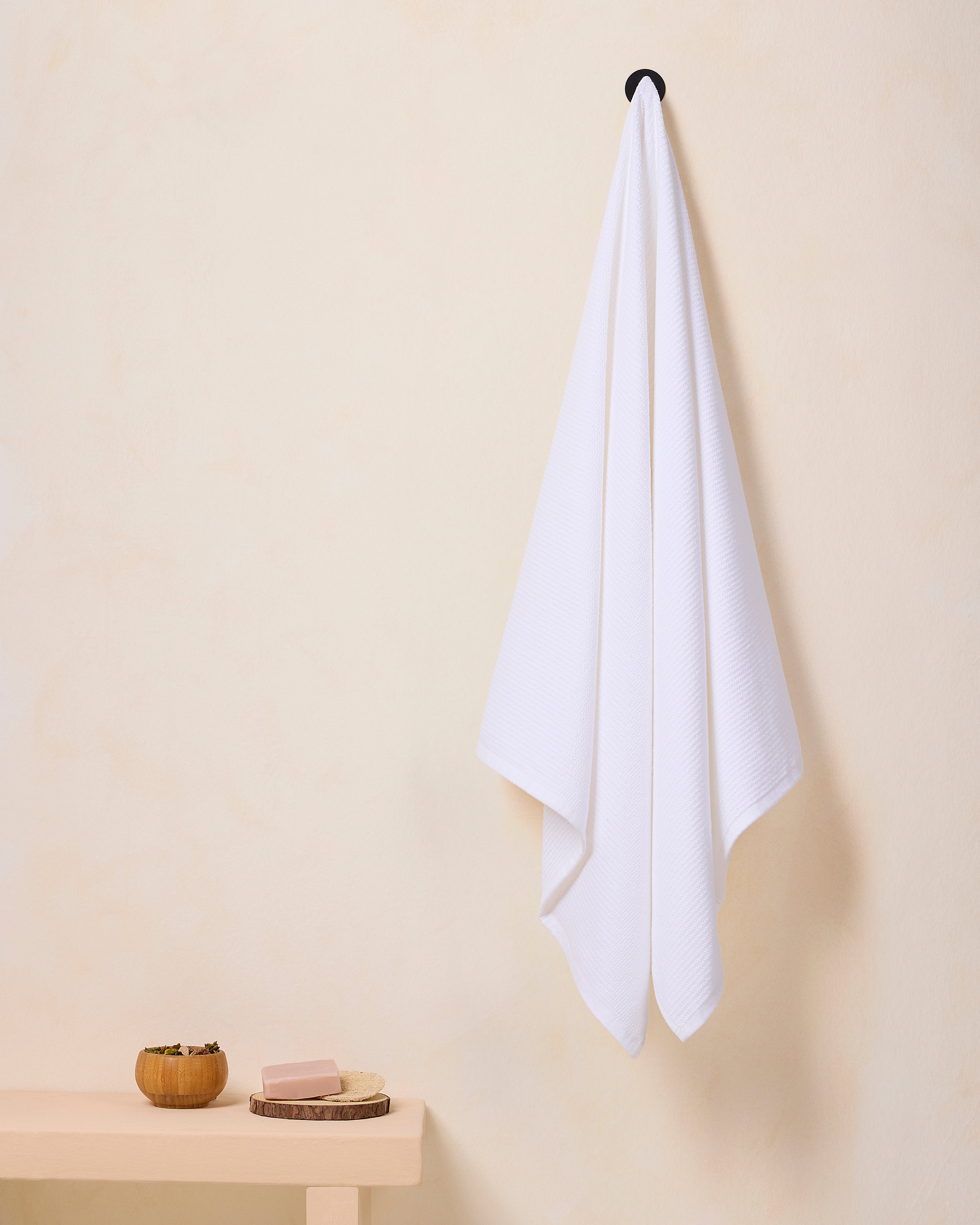 Comfort Collection, Waffle Grid | Bath Towel | 360 GSM 100% Cotton - Daisy White by Himeya
