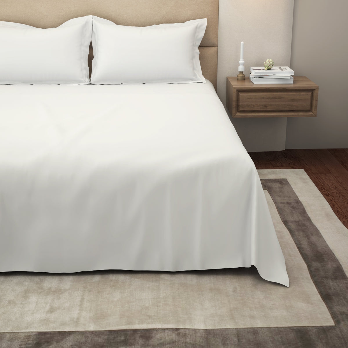 The Gold Collection | King Bedsheet Set | 300 TC Cotton | Moon White
