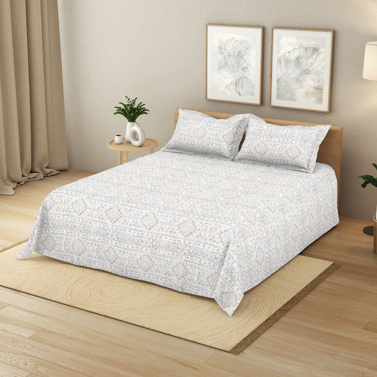 The Elite Collection | King Bedsheet Set | 180 TC Cotton | Sandstone