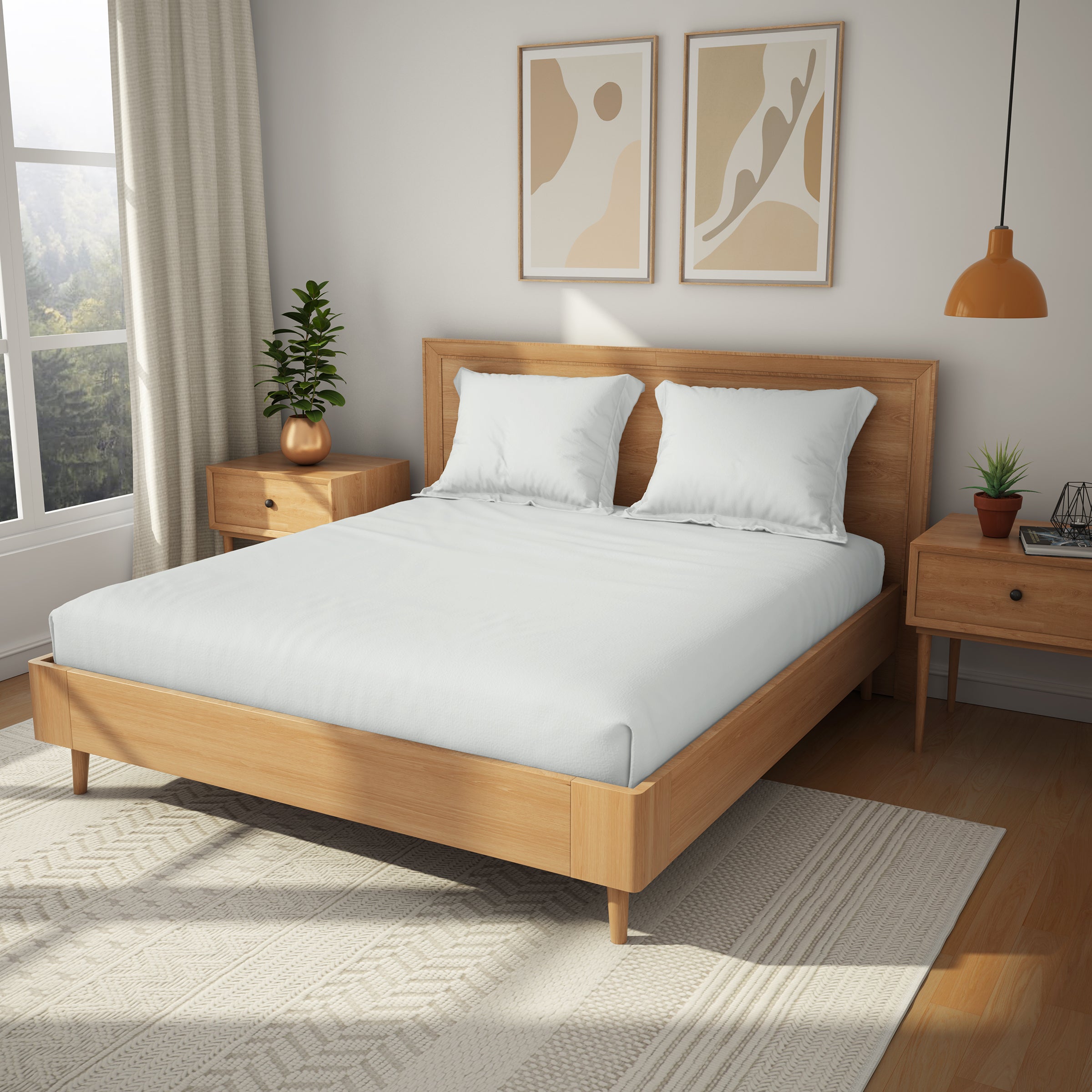 Himeya 100% Cotton 200 TC Bedsheet with 2 Pillow Covers - Marshmallow