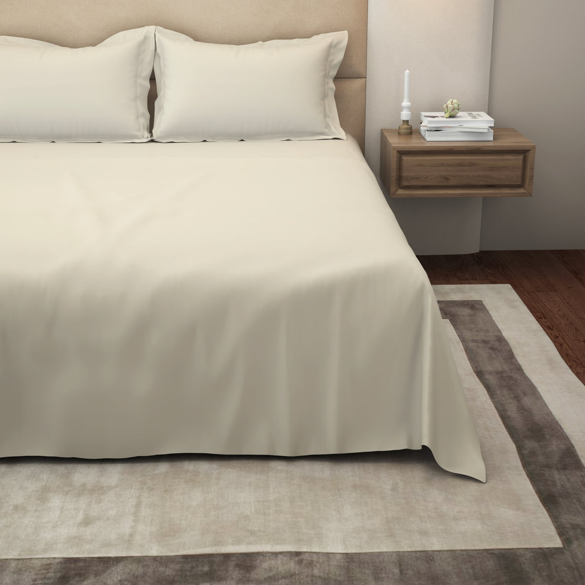 The Gold Collection | King Bedsheet Set | 300 TC Cotton | Pearl Almond