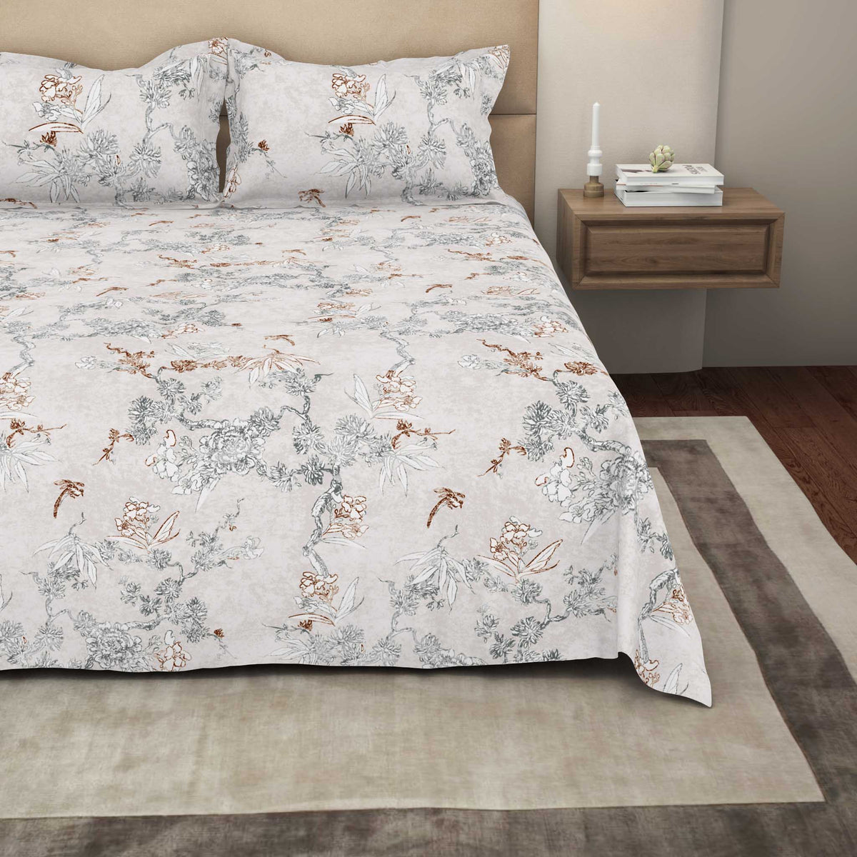 The Gold Collection | King Bedsheet Set | 300 TC Cotton | Grey