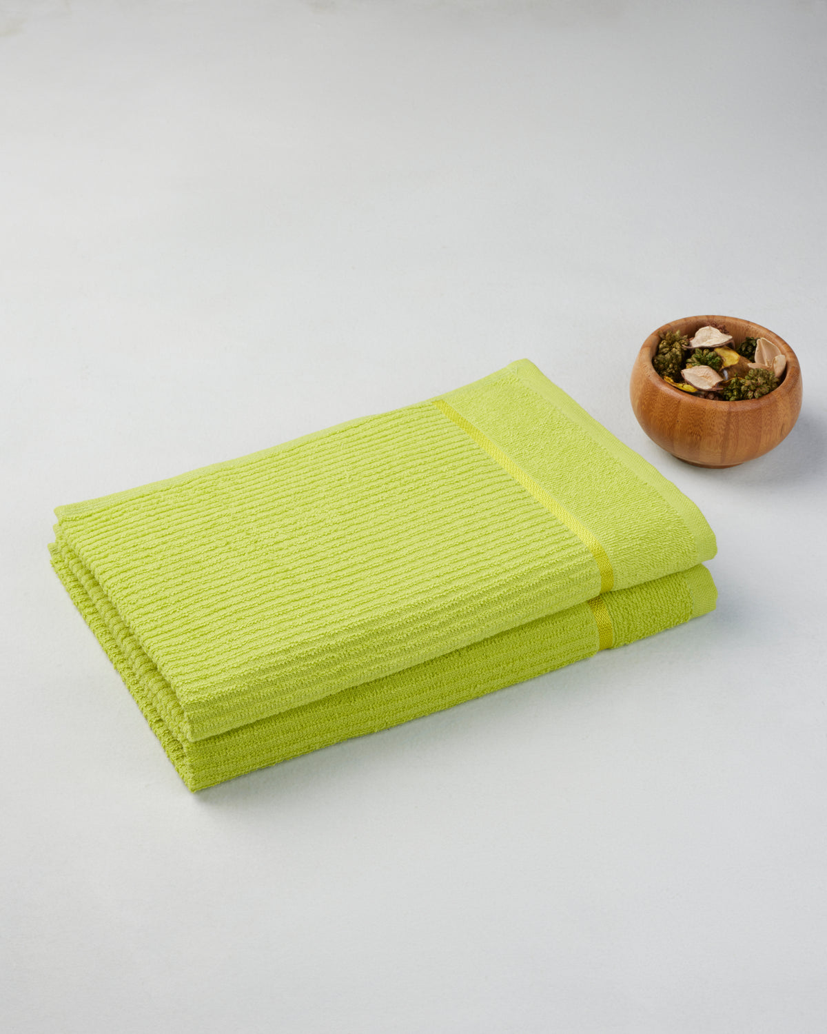 Comfort Collection | Hand Towel | 300 GSM(Pack of 2) | Lime Green by Himeya