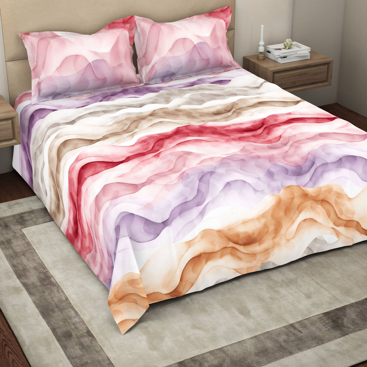 The Gold Collection | King Bedsheet Set | 300 TC Cotton | Pink