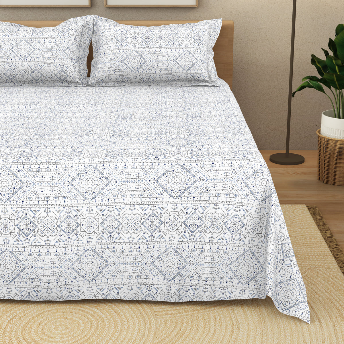 The Elite Collection | King Bedsheet Set | 180 TC Cotton | Grey