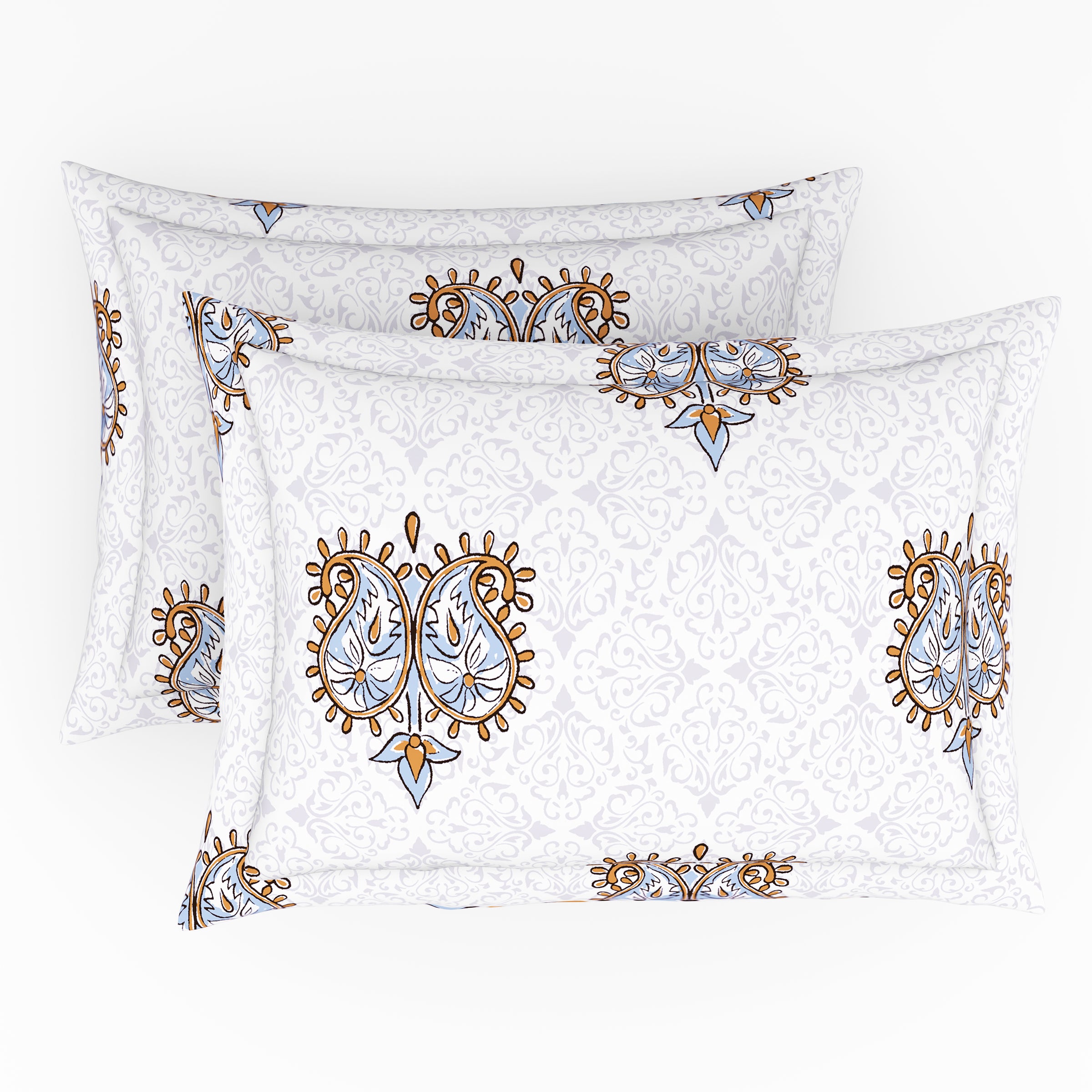 Himeya 100% Cotton 180 TC Bedsheet with 2 Pillow Covers - Ritu Powder Blue