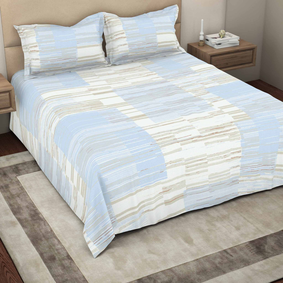 The Gold Collection | King Bedsheet Set | 300 TC Cotton | Blue