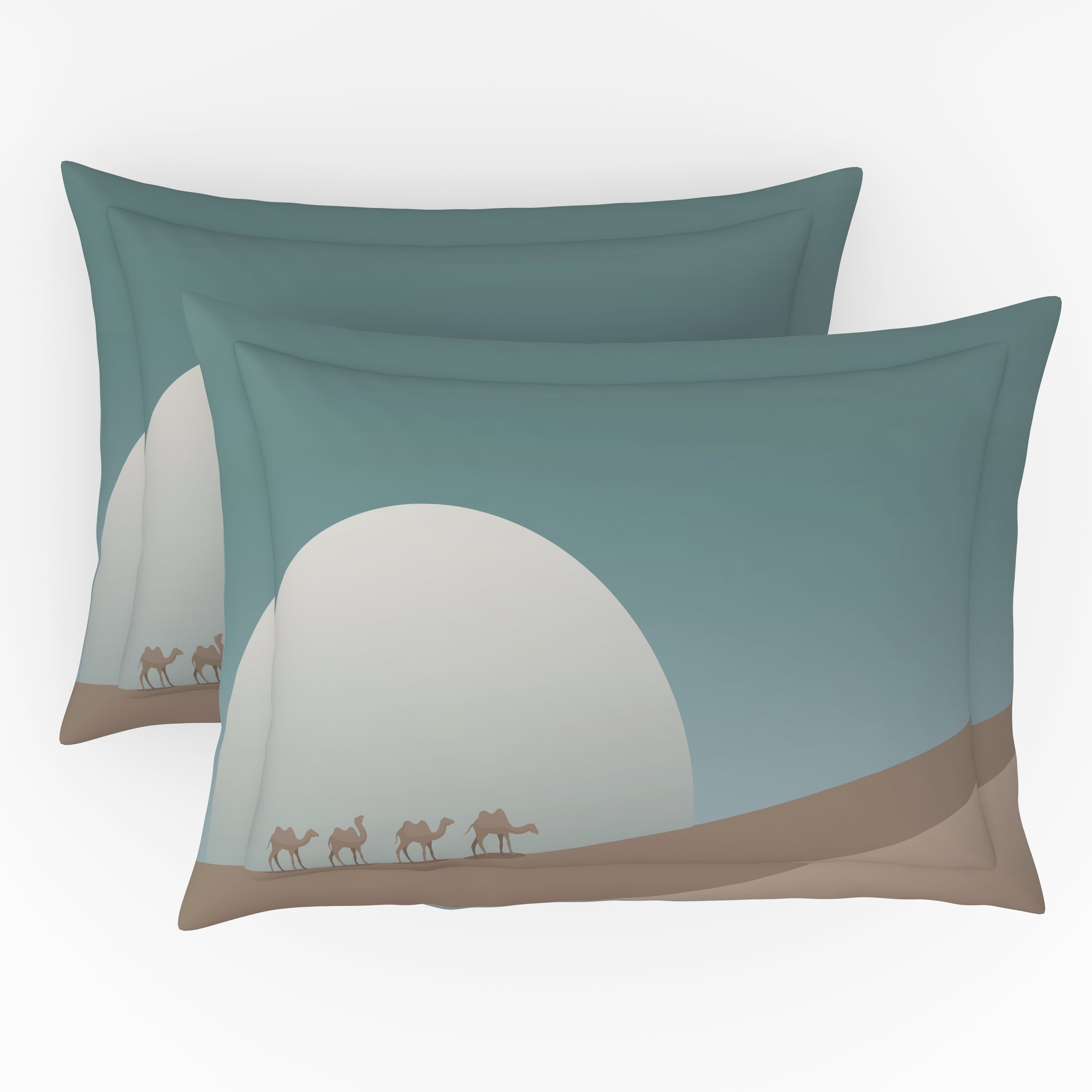 The Elite Collection, Landscape | Printed King Bedsheet Set | 210 TC Cotton - Evening Blue