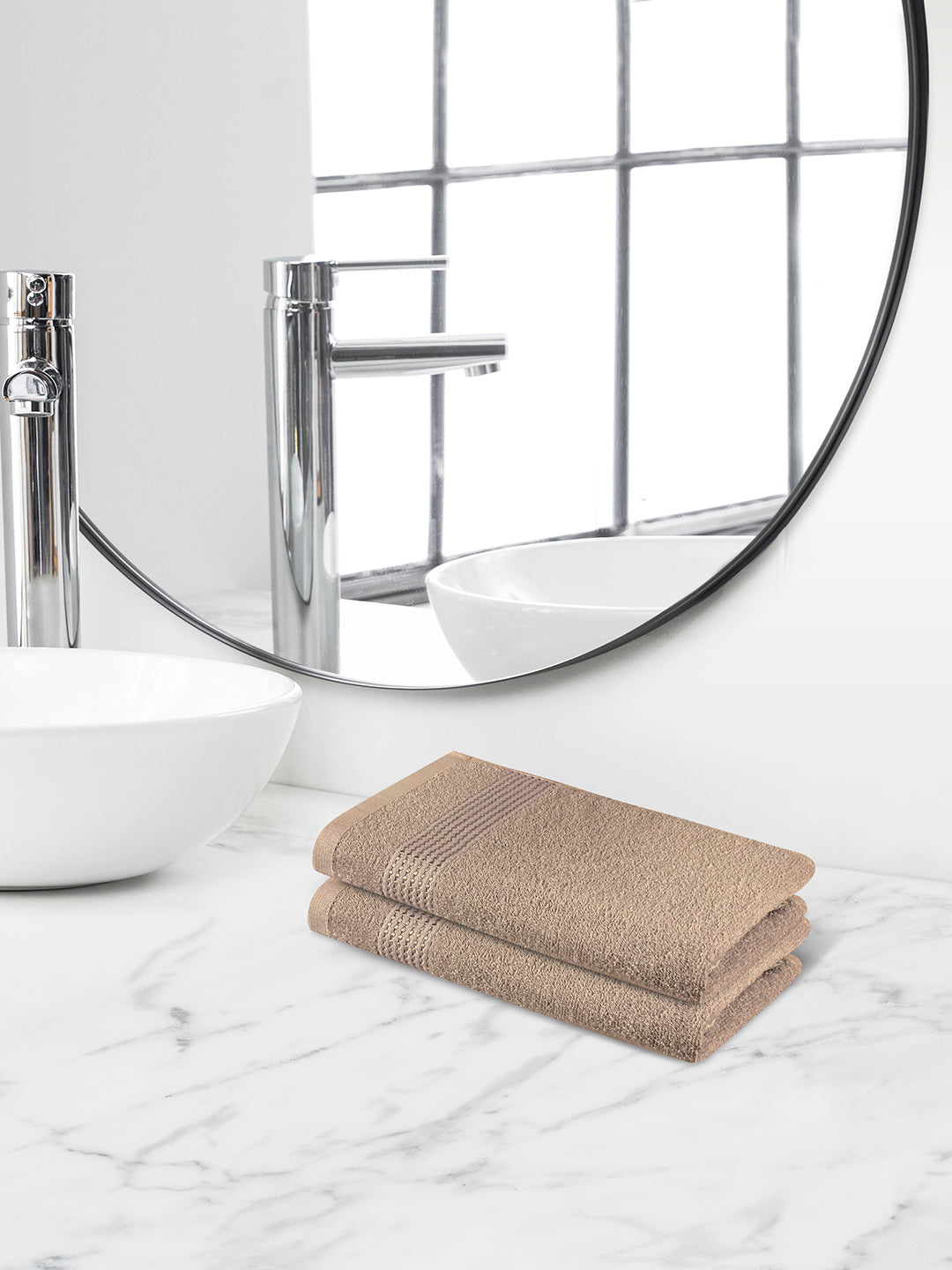 Comfort Collection, Daily Lite | Hand Towel | 320 GSM Pack of 2 - Mocha Beige by Himeya