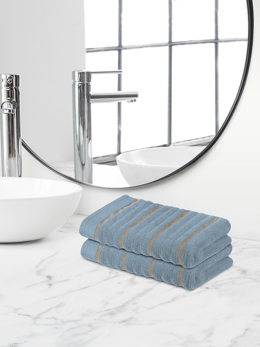 Elite Collection, Plush Quickdry | Hand Towel | 550 GSM Pack of 2 - Dolphin Blue by Himeya