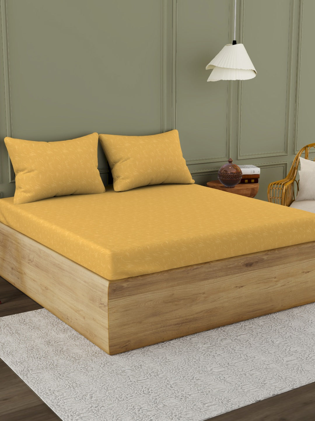 The Gold Collection | Jacquard King Bedsheet Set | 300 TC |  Jacquard-Bright Gold