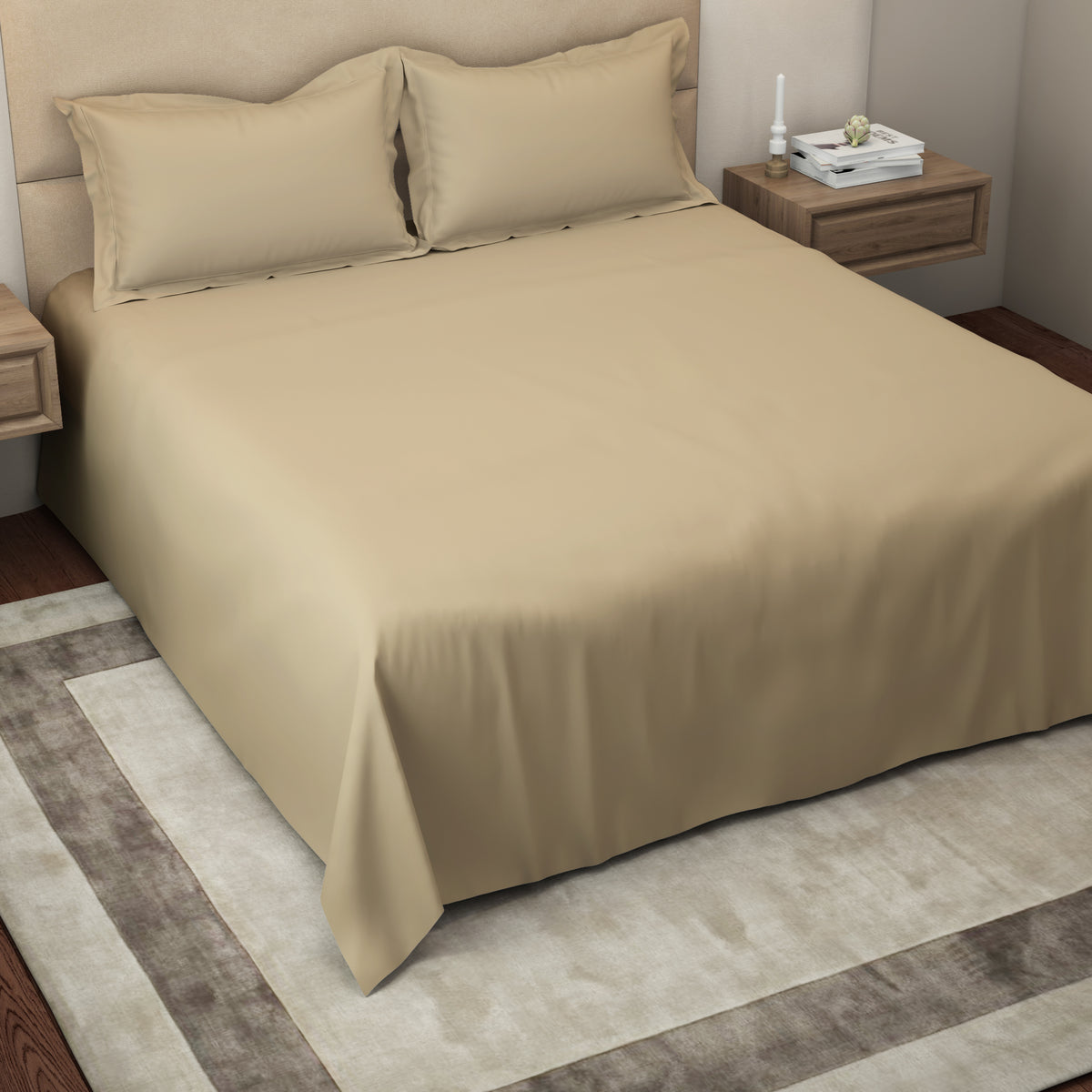 The Gold Collection | King Bedsheet Set | 300 TC Cotton | Light Sand