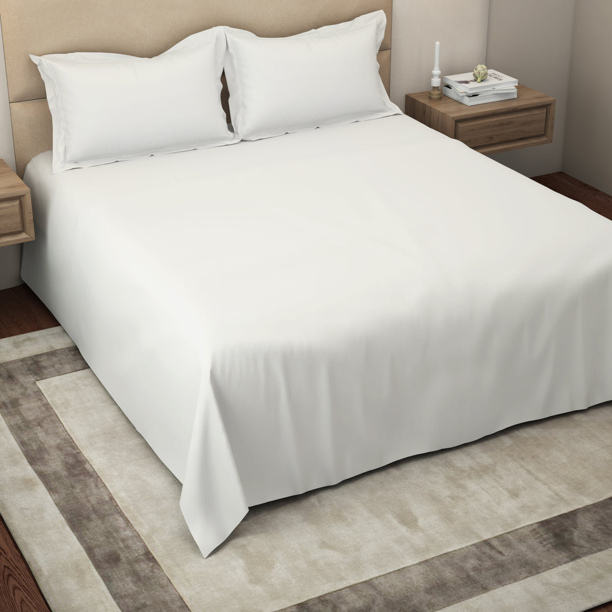 The Gold Collection | King Bedsheet Set | 300 TC Cotton | Moon White
