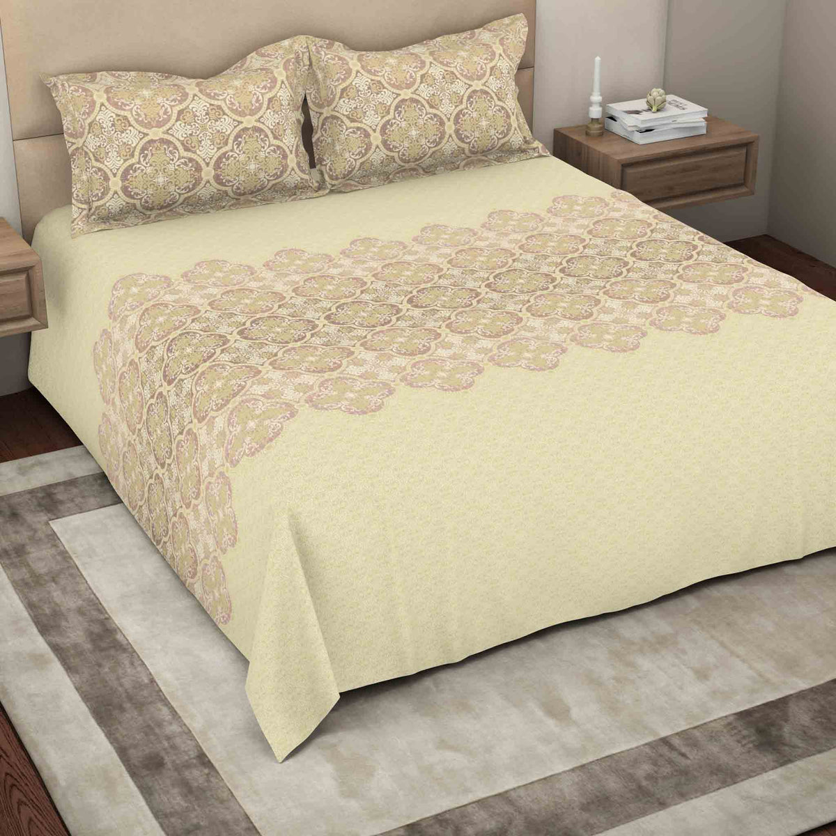 The Gold Collection | King Bedsheet Set | 300 TC Cotton | Castle Bronze