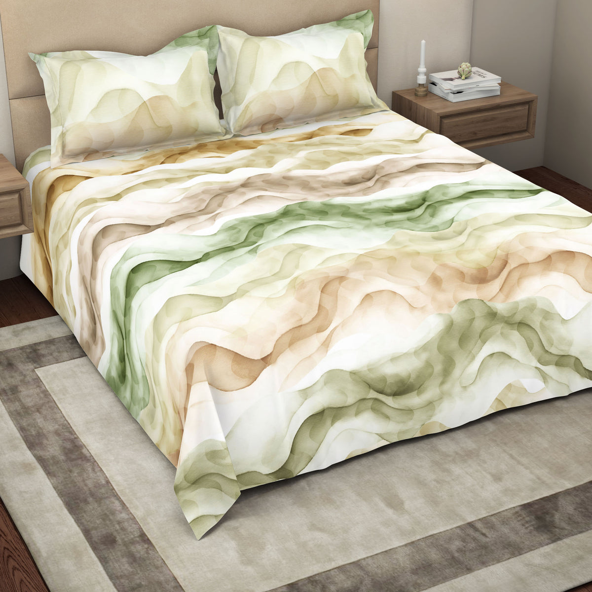 The Gold Collection | King Bedsheet Set | 300 TC Cotton | Apple Green