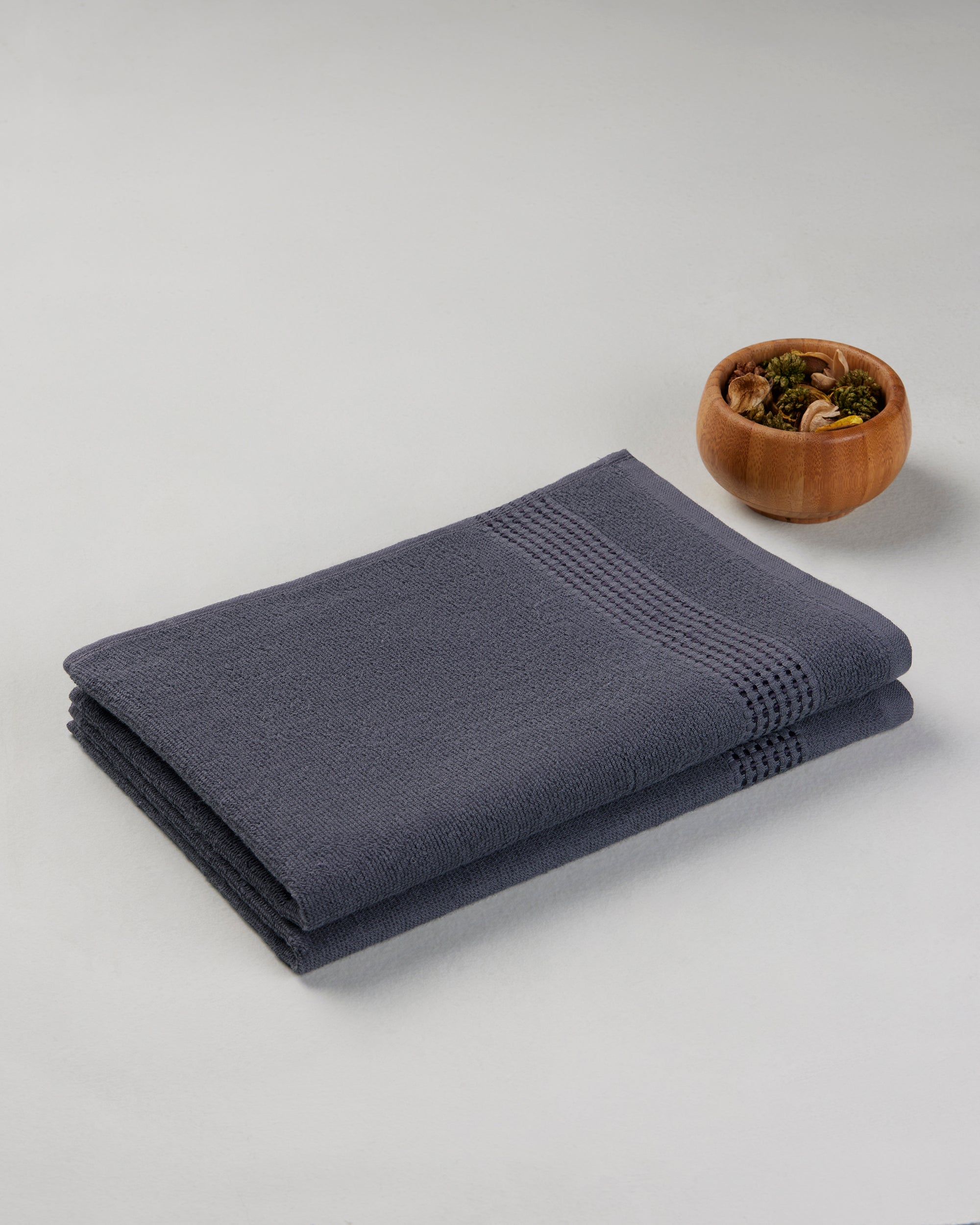 Comfort Collection, Daily Lite | Hand Towel | 320 GSM Pack of 2 - Charcoal by Himeya
