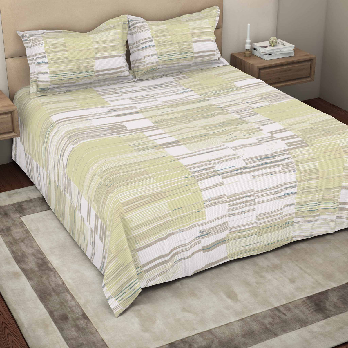 The Gold Collection | King Bedsheet Set | 300 TC Cotton | Light Sand