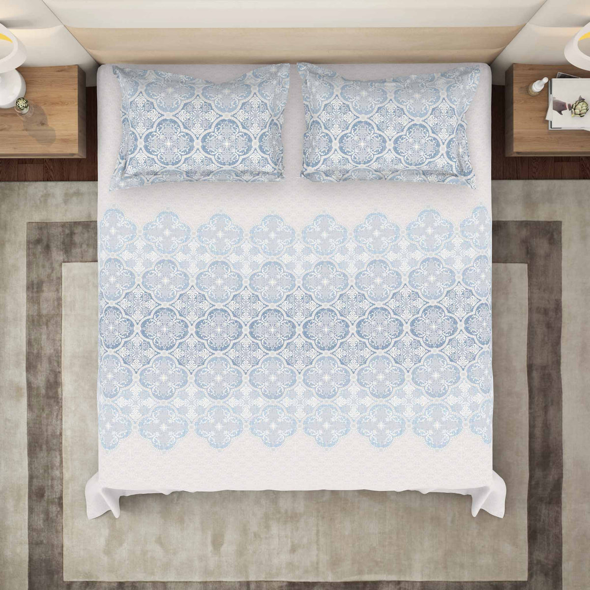 The Gold Collection | King Bedsheet Set | 300 TC Cotton | Castle Blue