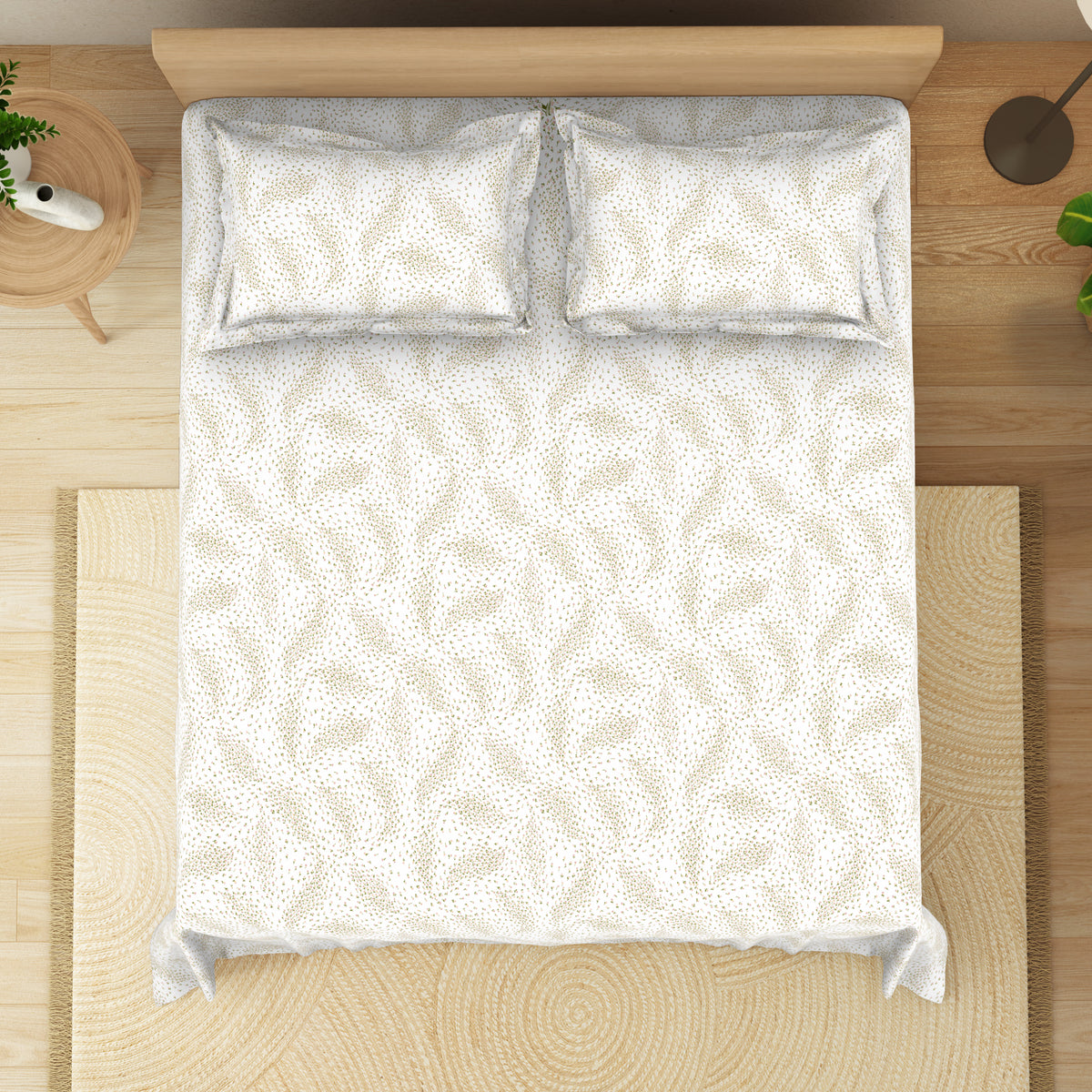 The Elegant Collection | Printed Double Bedsheet Set | 190 TC Cotton | Meadow Ditsy-Atlas Pink