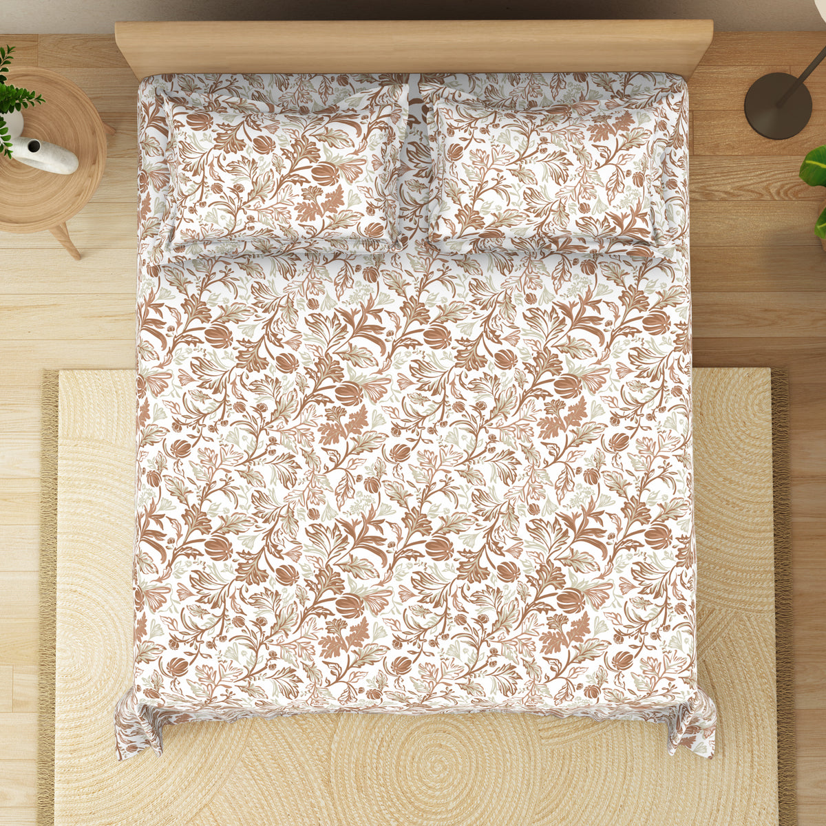 The Elite Collection | King Bedsheet Set | 180 TC Cotton | Gold Rust