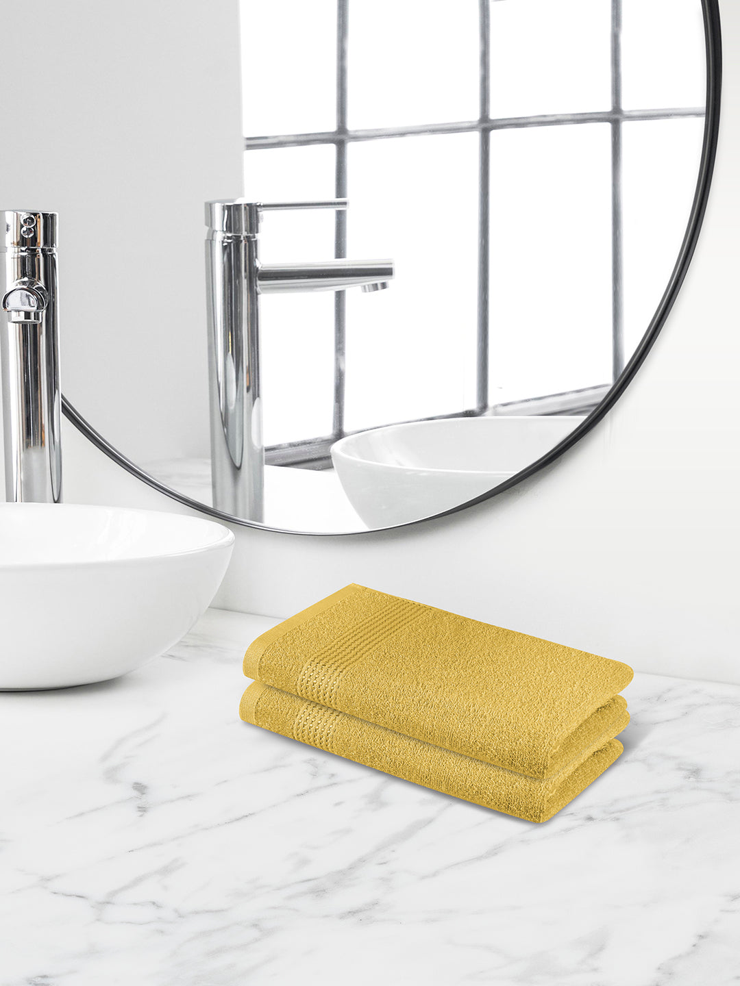 Comfort Collection, Daily Lite | Hand Towel | 320 GSM Pack of 2 - Amber Yellow by Himeya