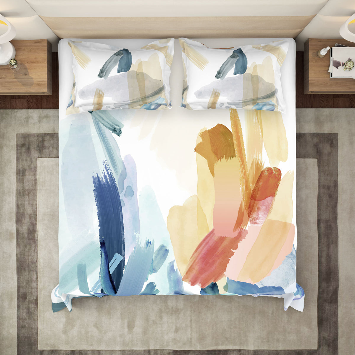 The Gold Collection | King Bedsheet Set | 300 TC Cotton | Brush Stroke
