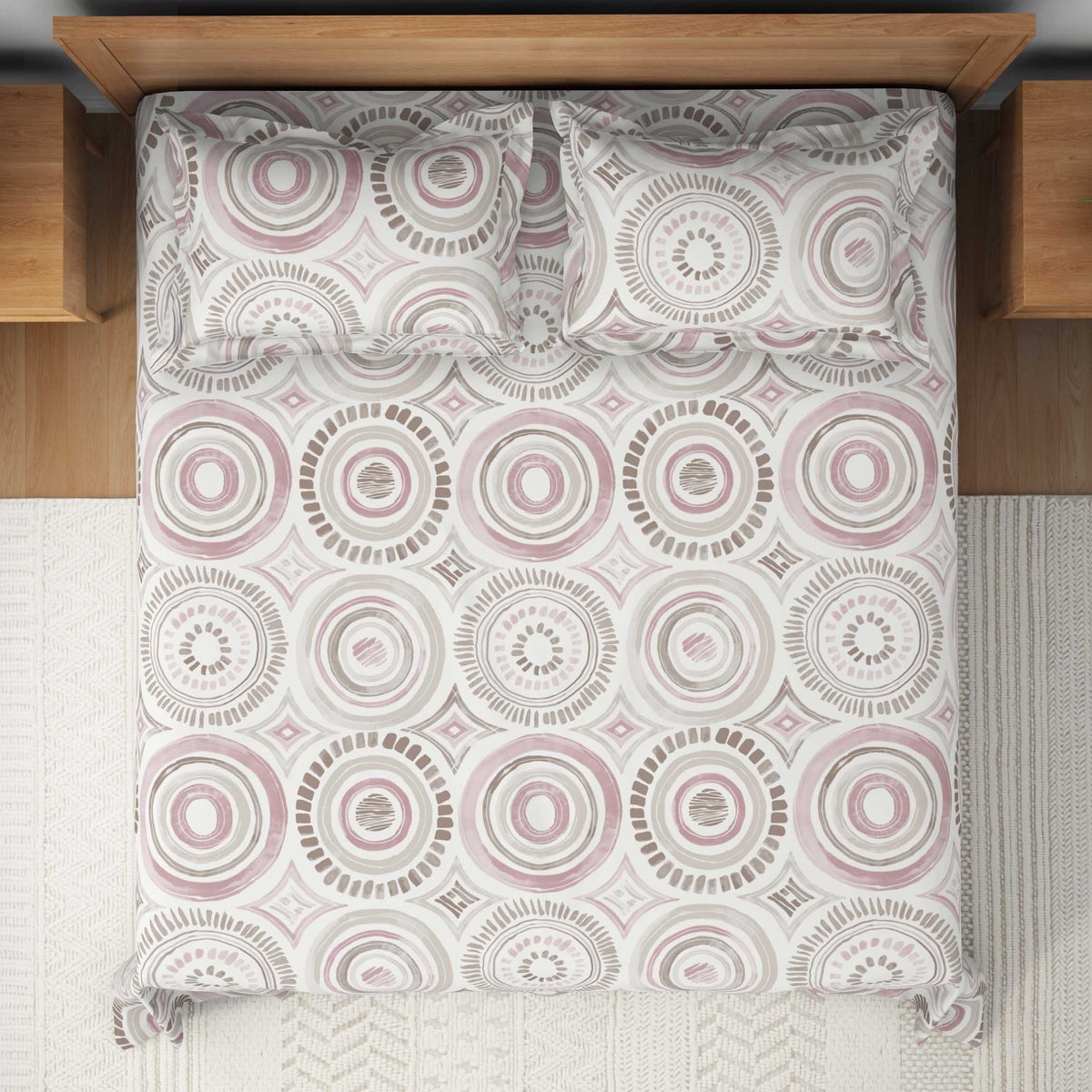 The Comfort Collection | Printed King Bedsheet Set | 120 Tc Percale Print | Soft Pink