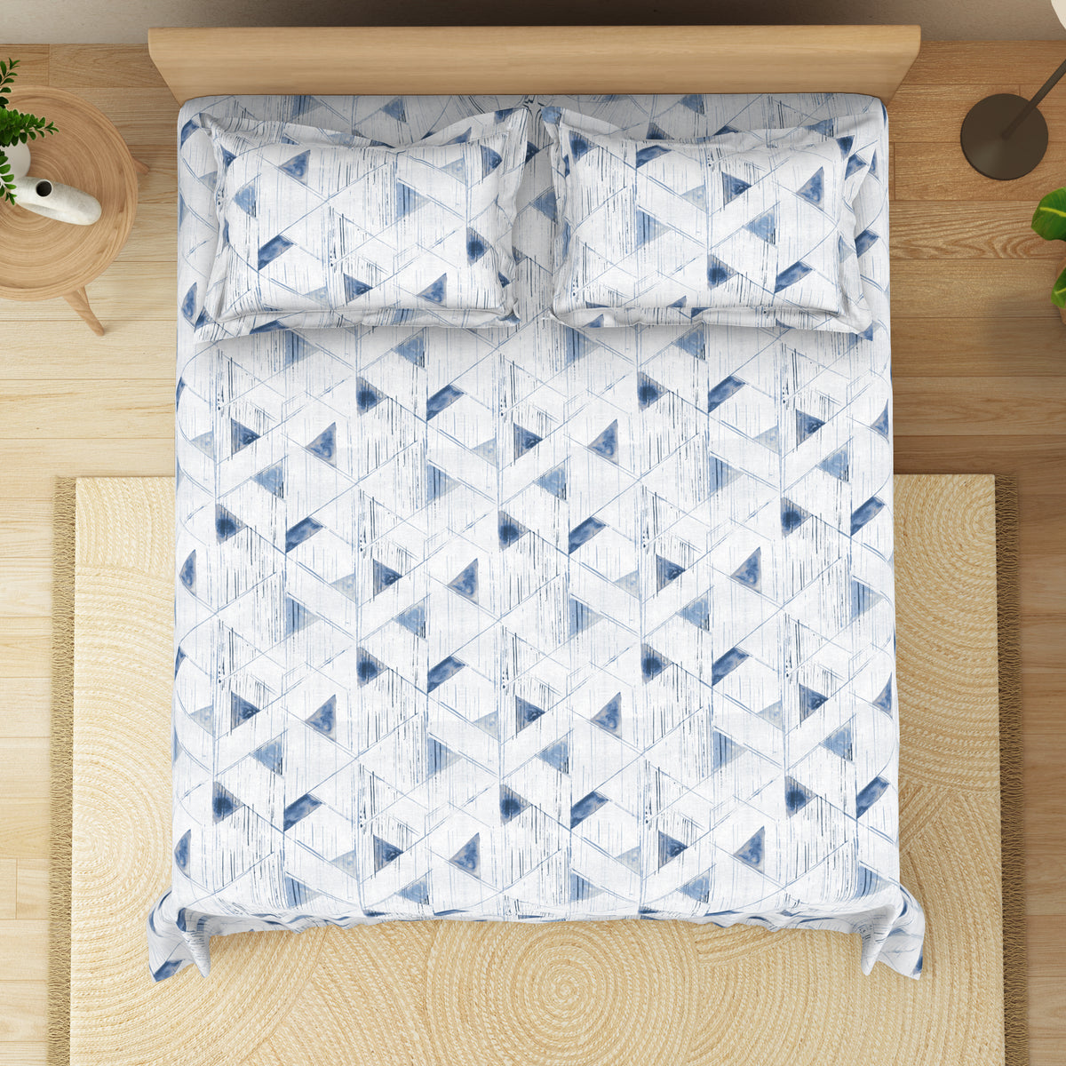 The Elite Collection | King Bedsheet Set | 180 TC Cotton | Indigo