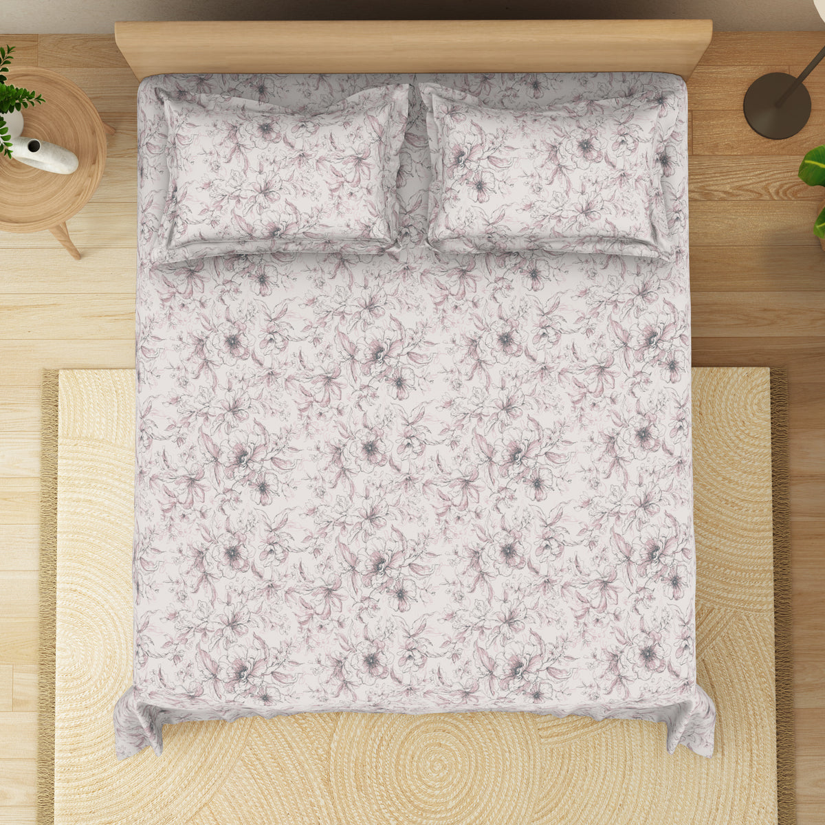 The Elite Collection | King Bedsheet Set | 180 TC Cotton | Cinder Rose