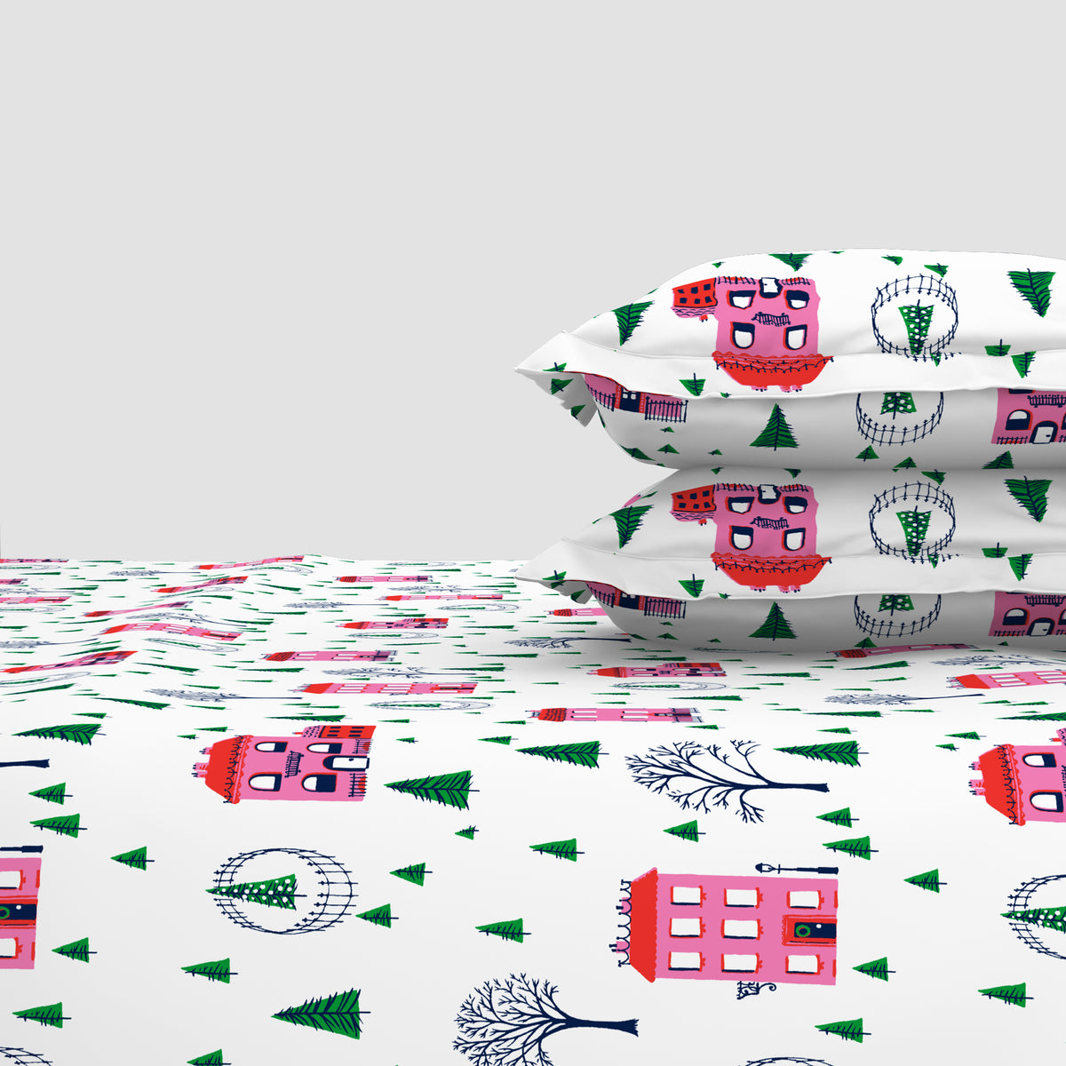 The Elegant Collection | Printed Double Bedsheet Set | 190 TC Cotton | Holiday Village-Multi