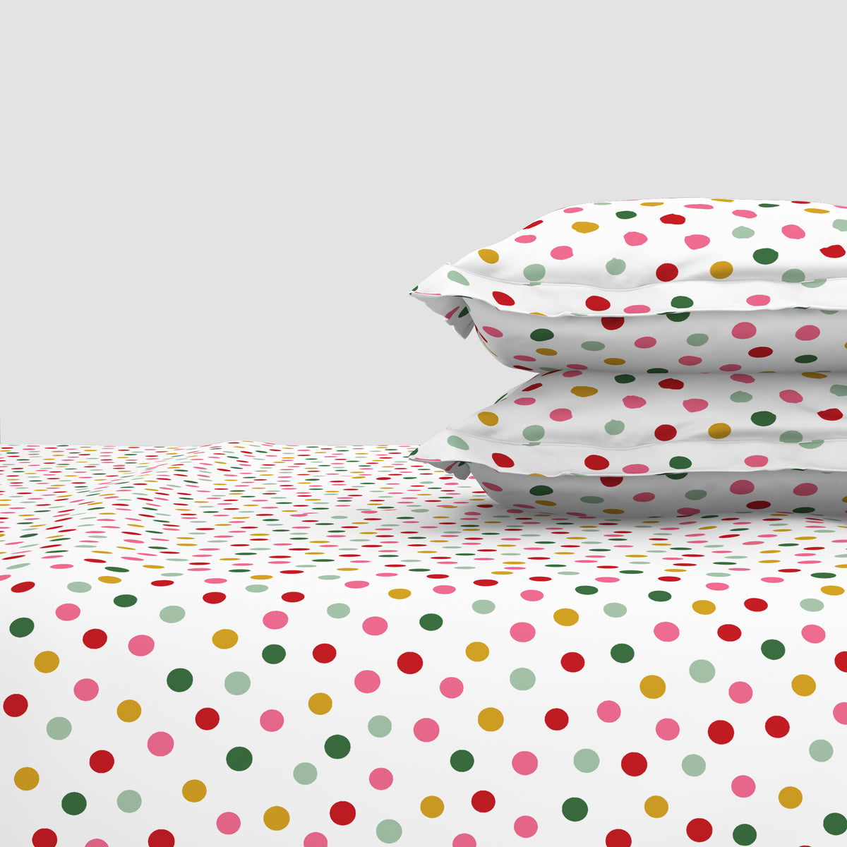 The Elegant Collection | Printed Double Bedsheet Set | 190 TC Cotton | Festive Dot Small-Bold Multi