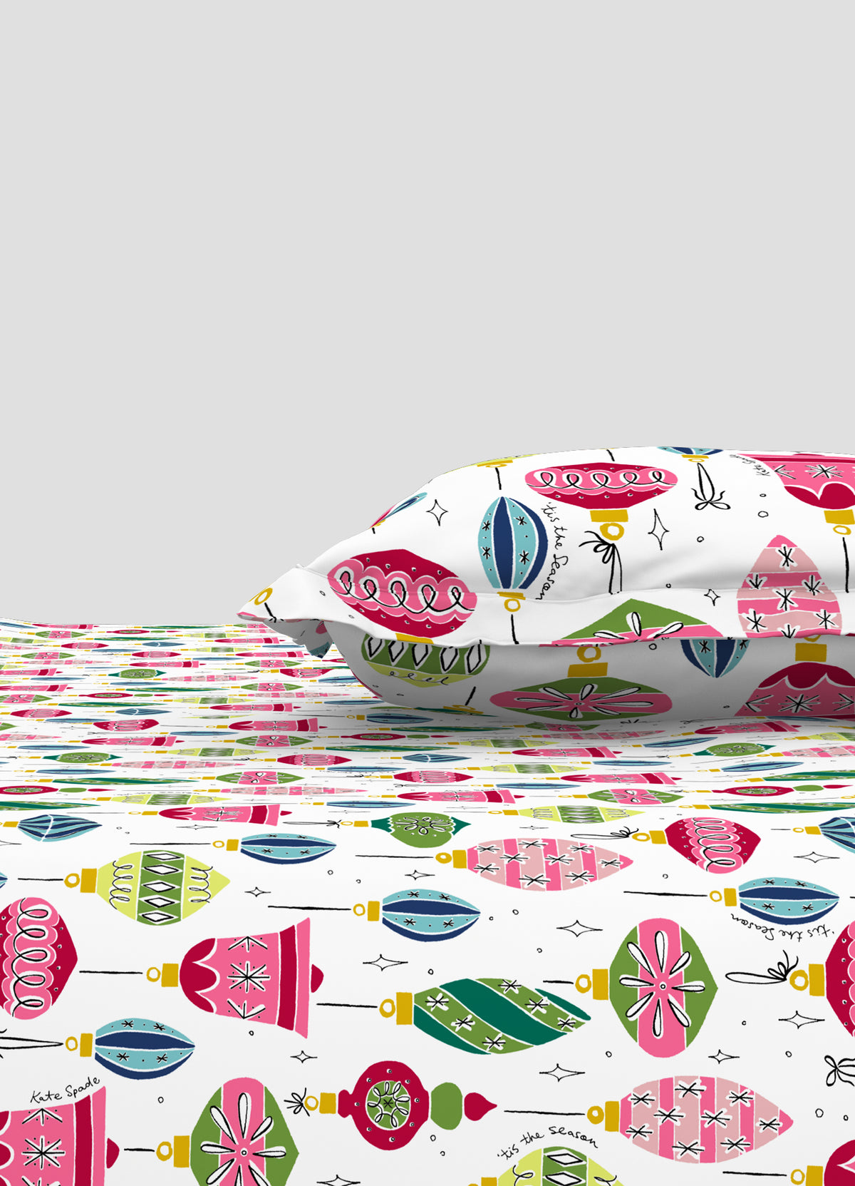 The Elegant Collection | Printed Single Bedsheet Set | 190 TC Cotton | Ornaments Holiday-Multi