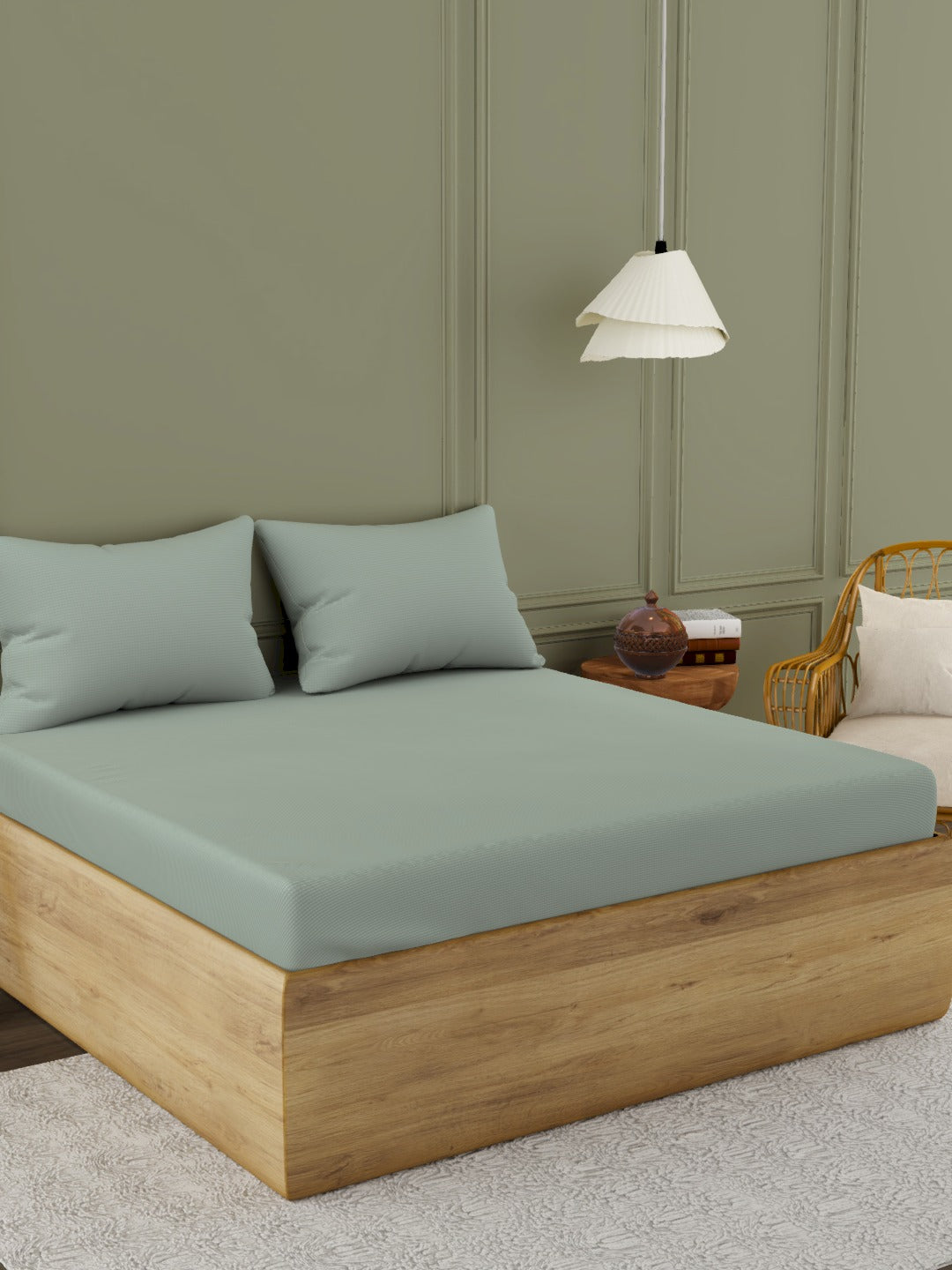 The Gold Collection | Solid King Bedsheet Set | 300 TC Sateen Solid | Peeled Almond