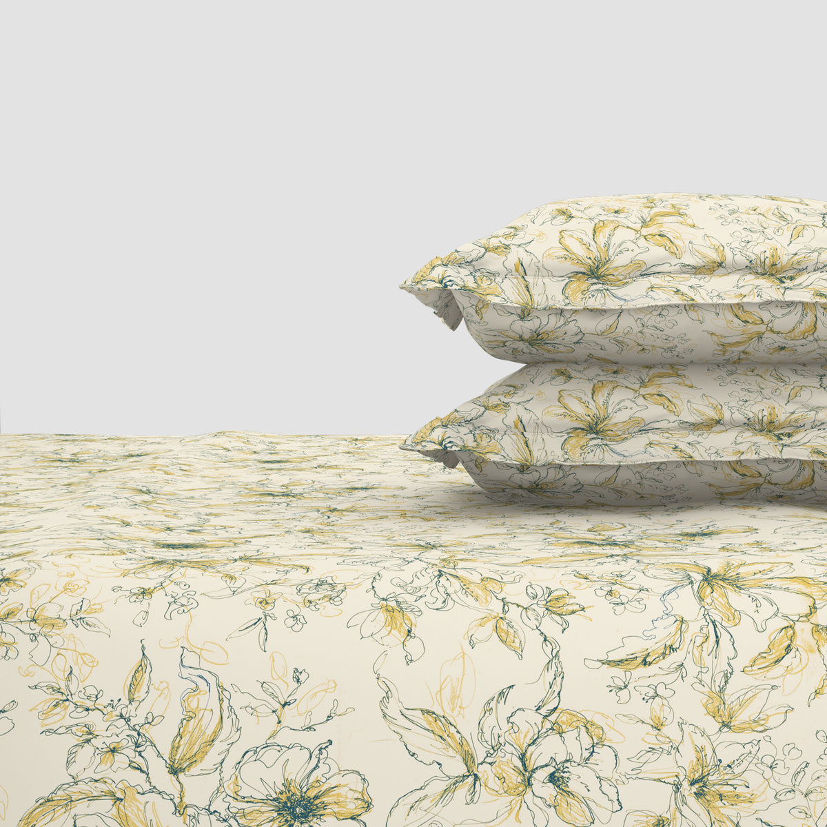 The Elite Collection | King Bedsheet Set | 180 TC Cotton | Yellow Fern