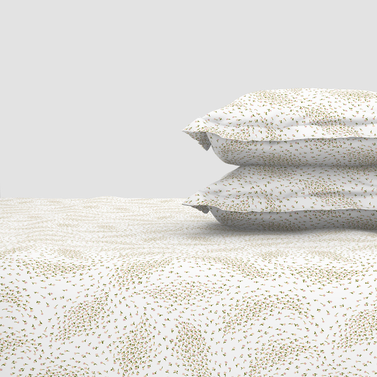 The Elegant Collection | Printed Double Bedsheet Set | 190 TC Cotton | Meadow Ditsy-Atlas Pink