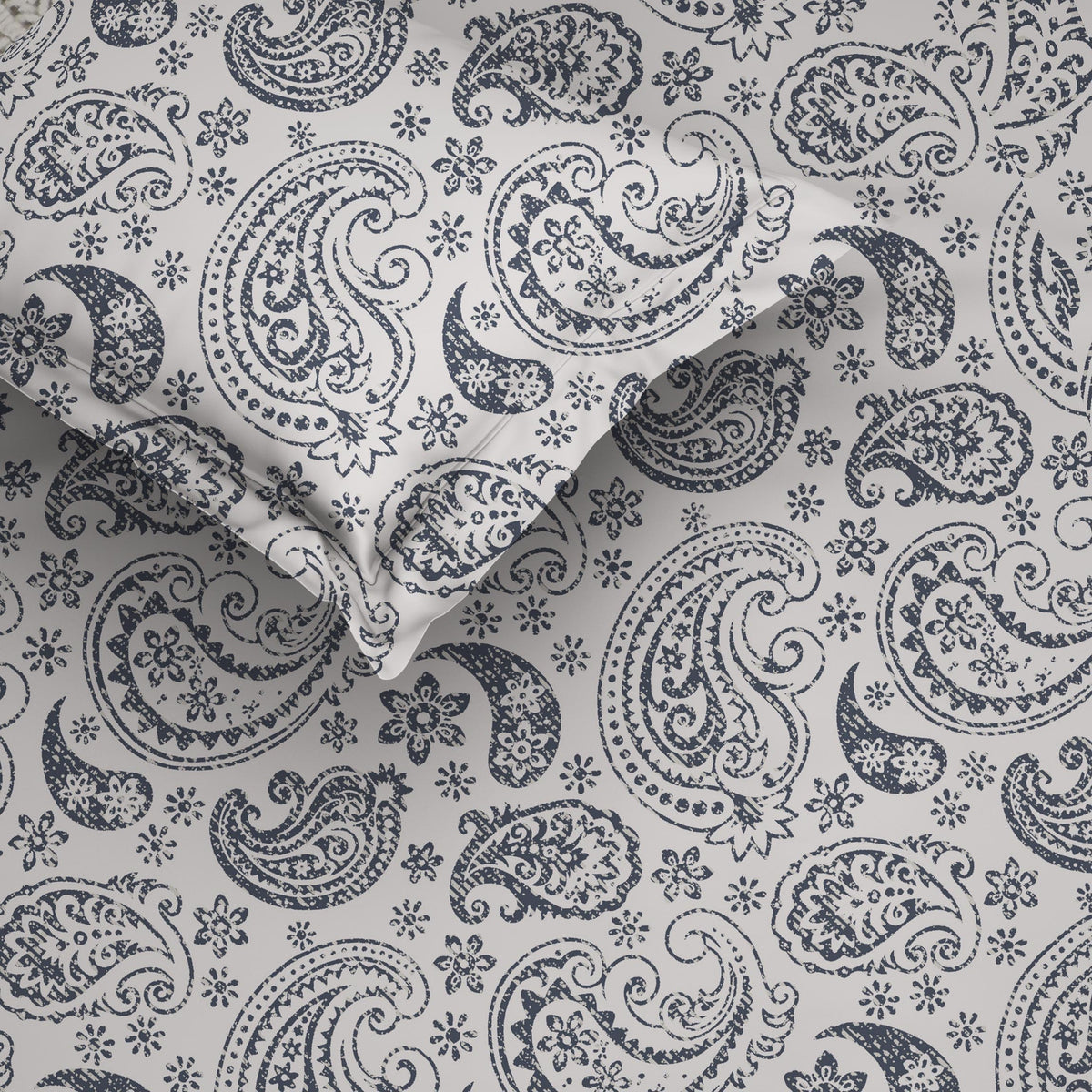 The Comfort Collection | Printed King Bedsheet Set | 120 Tc Percale Print | Soft Grey