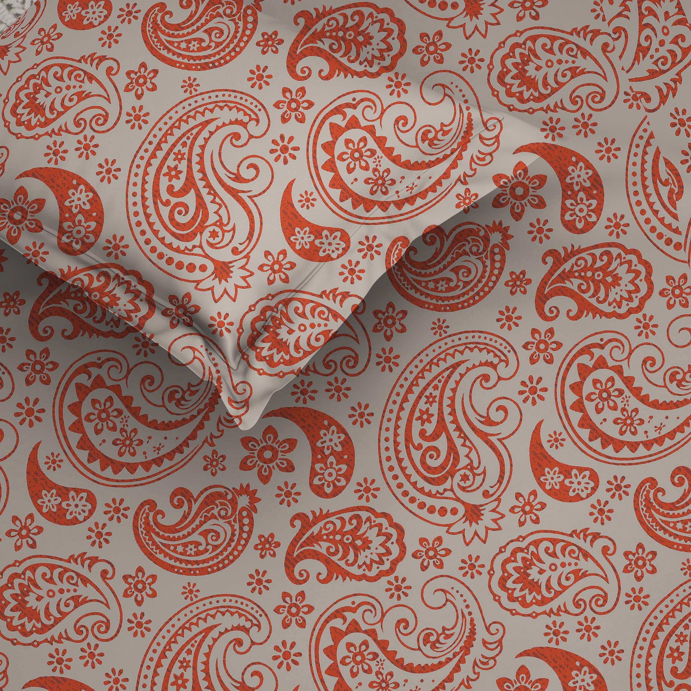 The Comfort Collection | Printed King Bedsheet Set | 120 Tc Percale Print - Rust