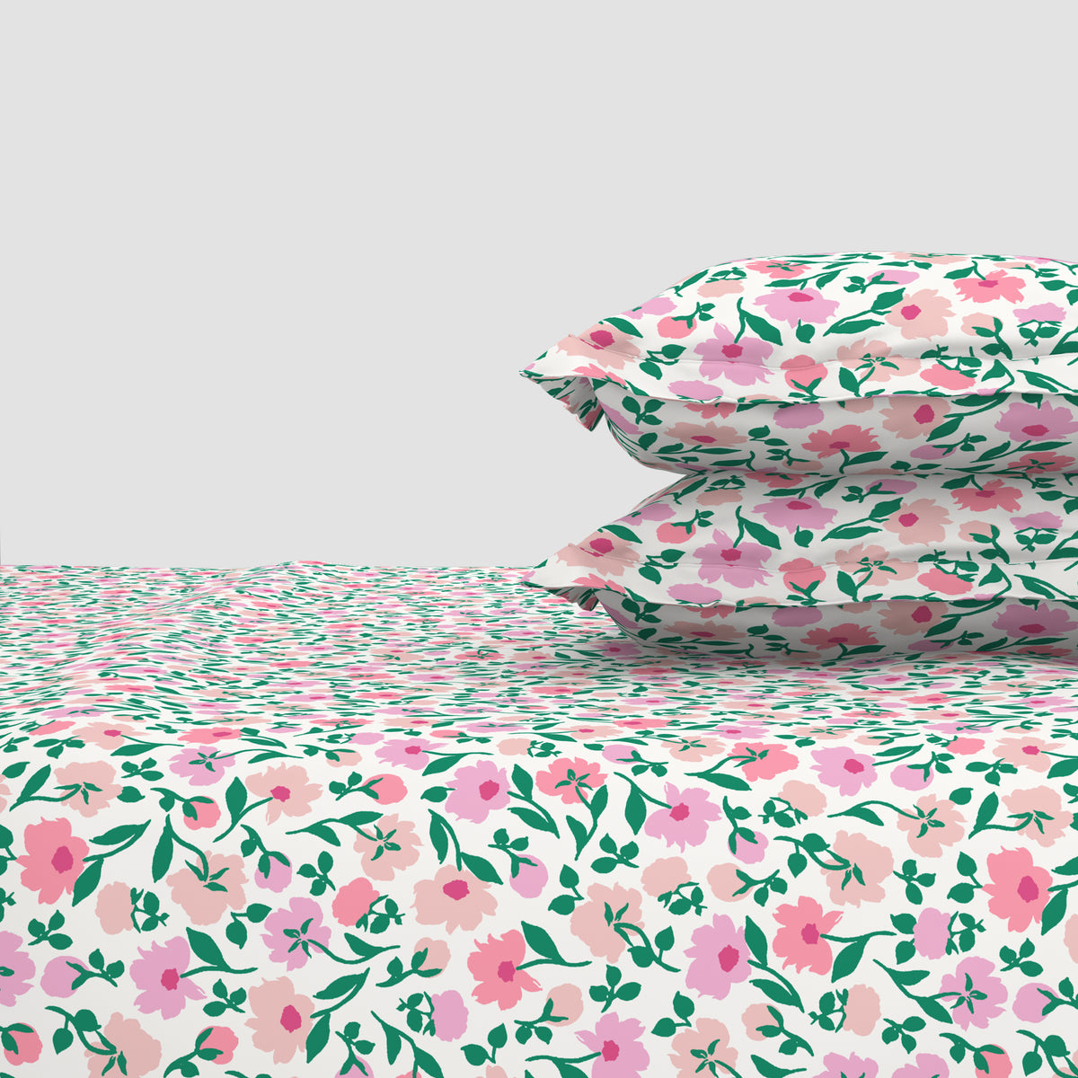 The Elegant Collection | Printed Double Bedsheet Set | 190 TC Cotton | Peony Party-Pink