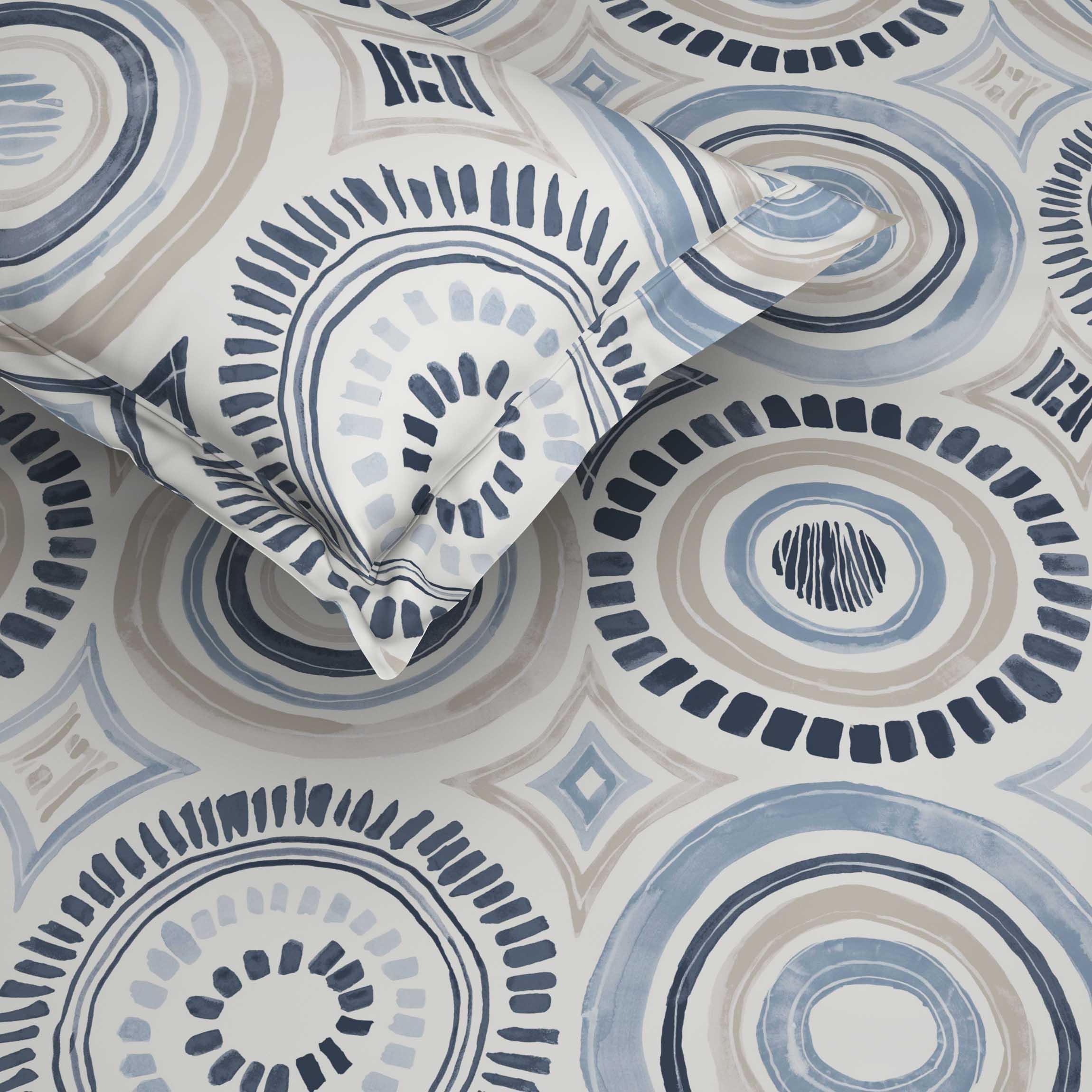 The Comfort Collection | Printed King Bedsheet Set | 120 Tc Percale Print | Dusky Blue