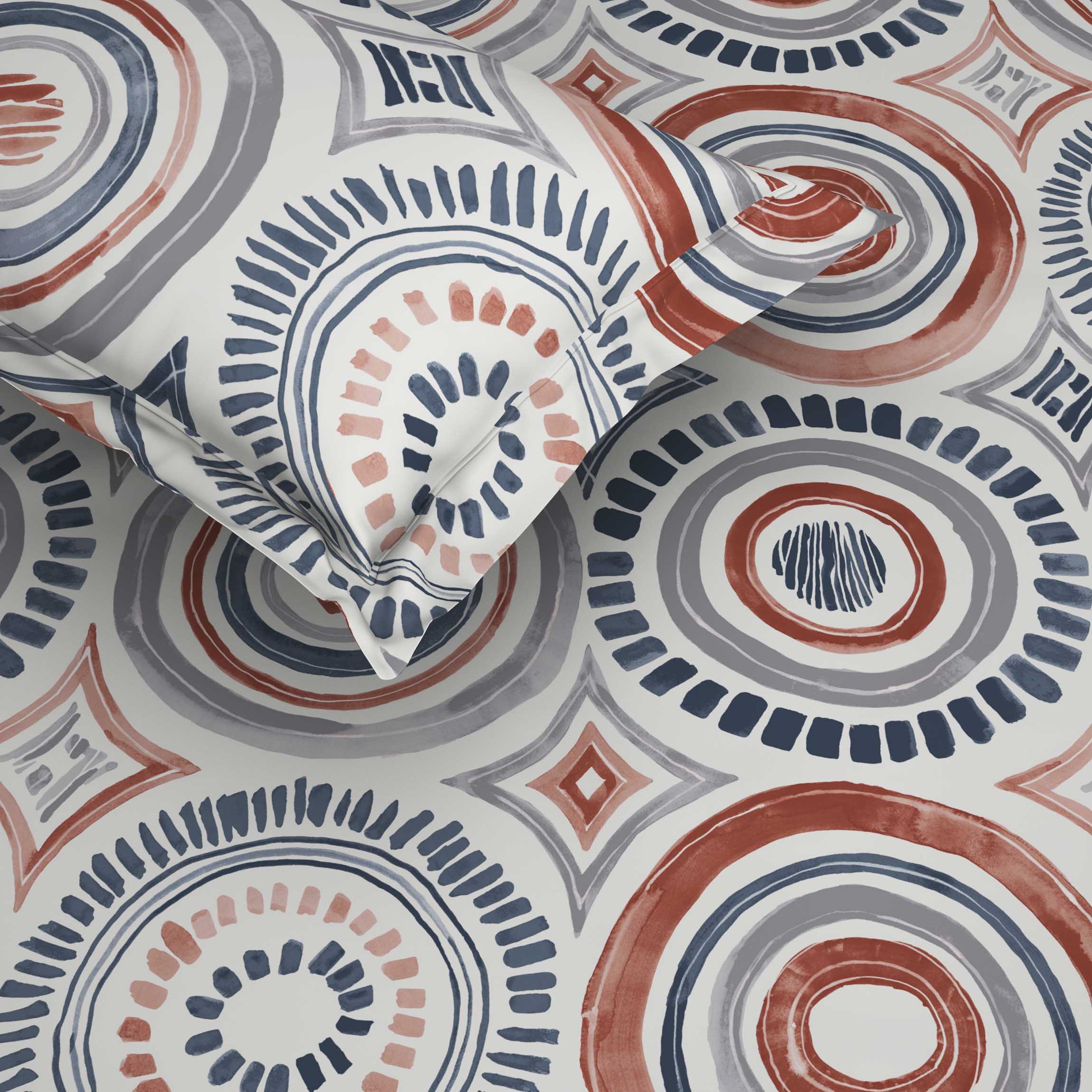 The Comfort Collection | Printed King Bedsheet Set | 120 Tc Percale Print - Indigo Rust