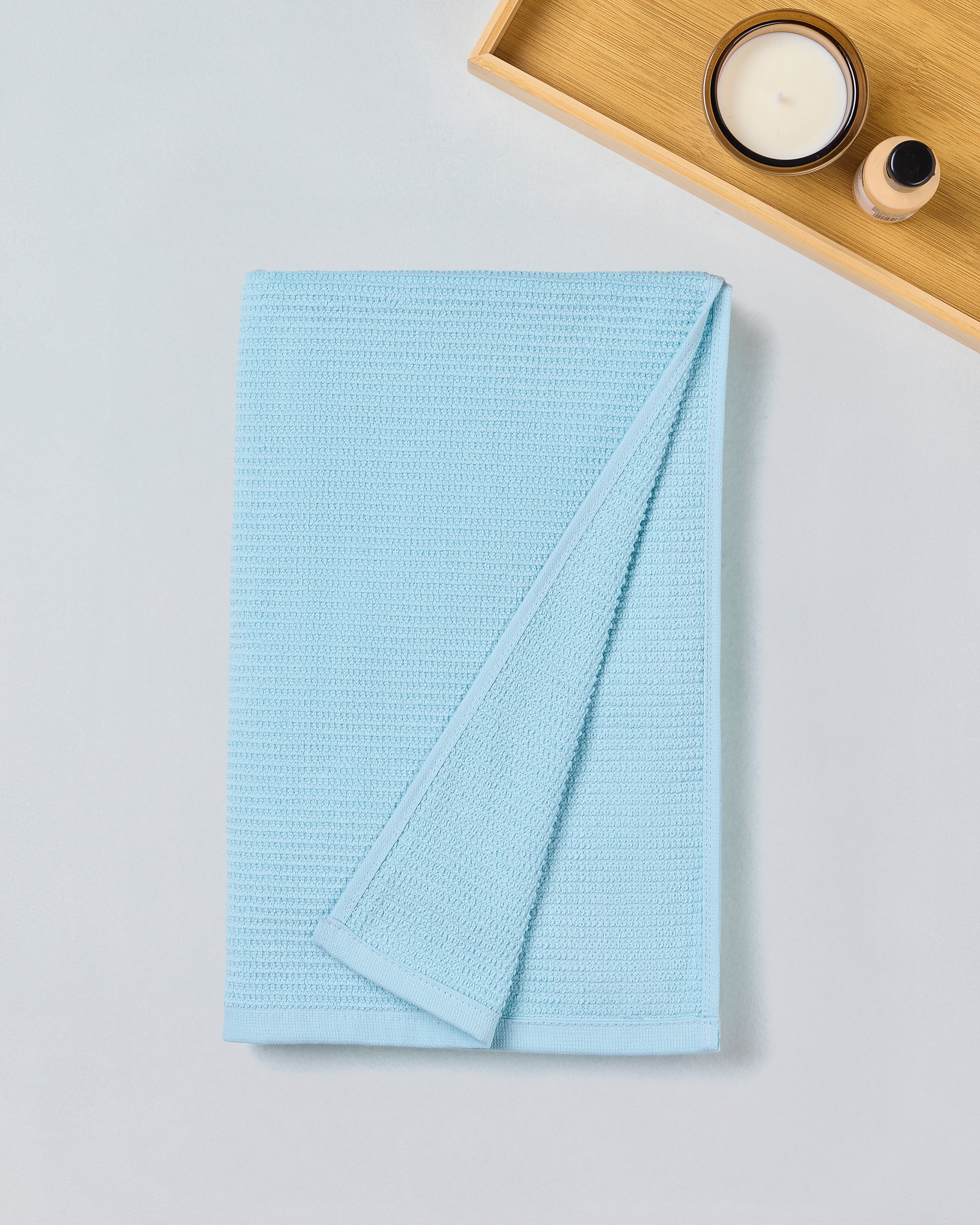 Comfort Collection, Waffle Grid | Bath Towel | 360 GSM 100% Cotton - Misty Blue by Himeya