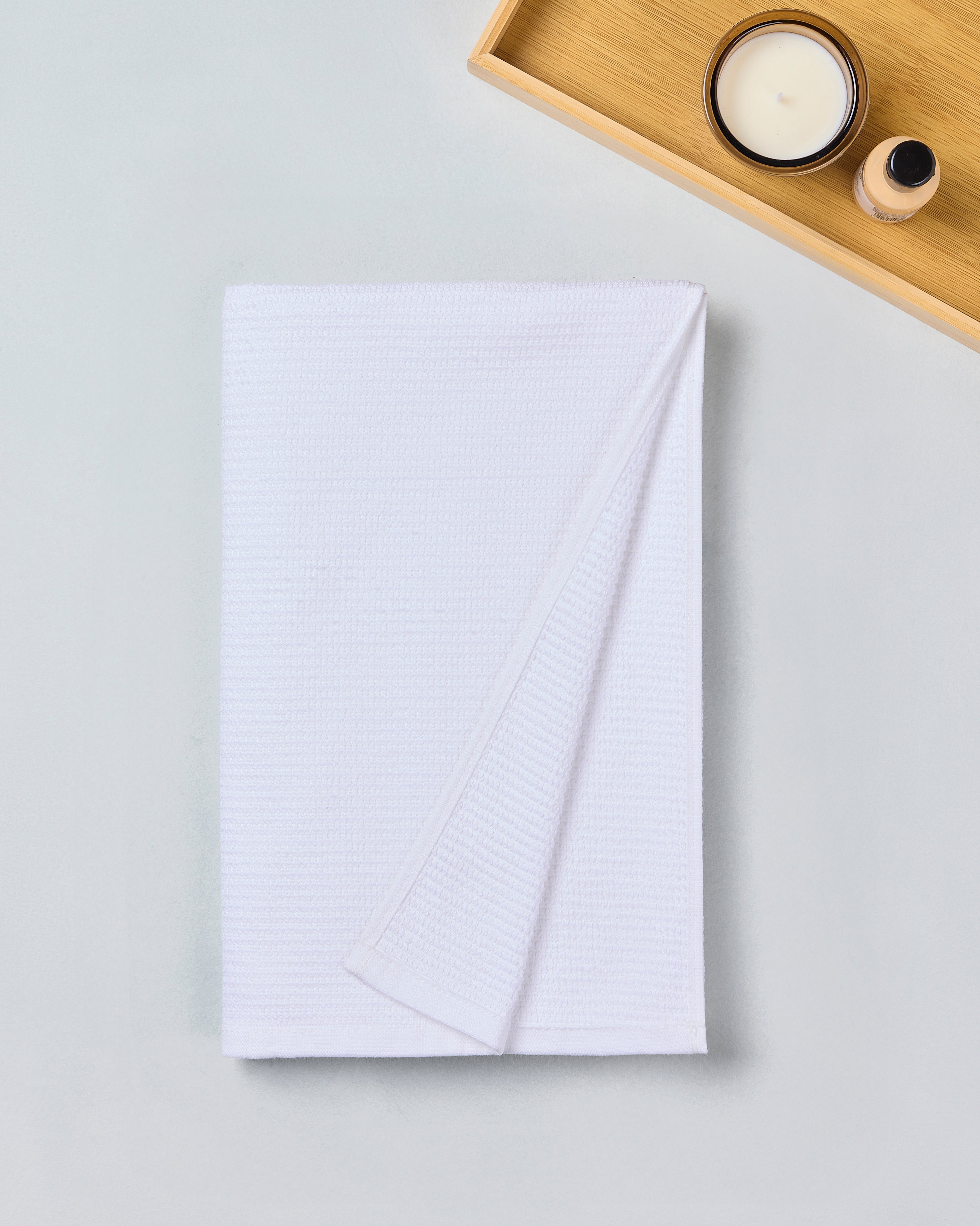 Comfort Collection, Waffle Grid | Bath Towel | 360 GSM 100% Cotton - Daisy White by Himeya