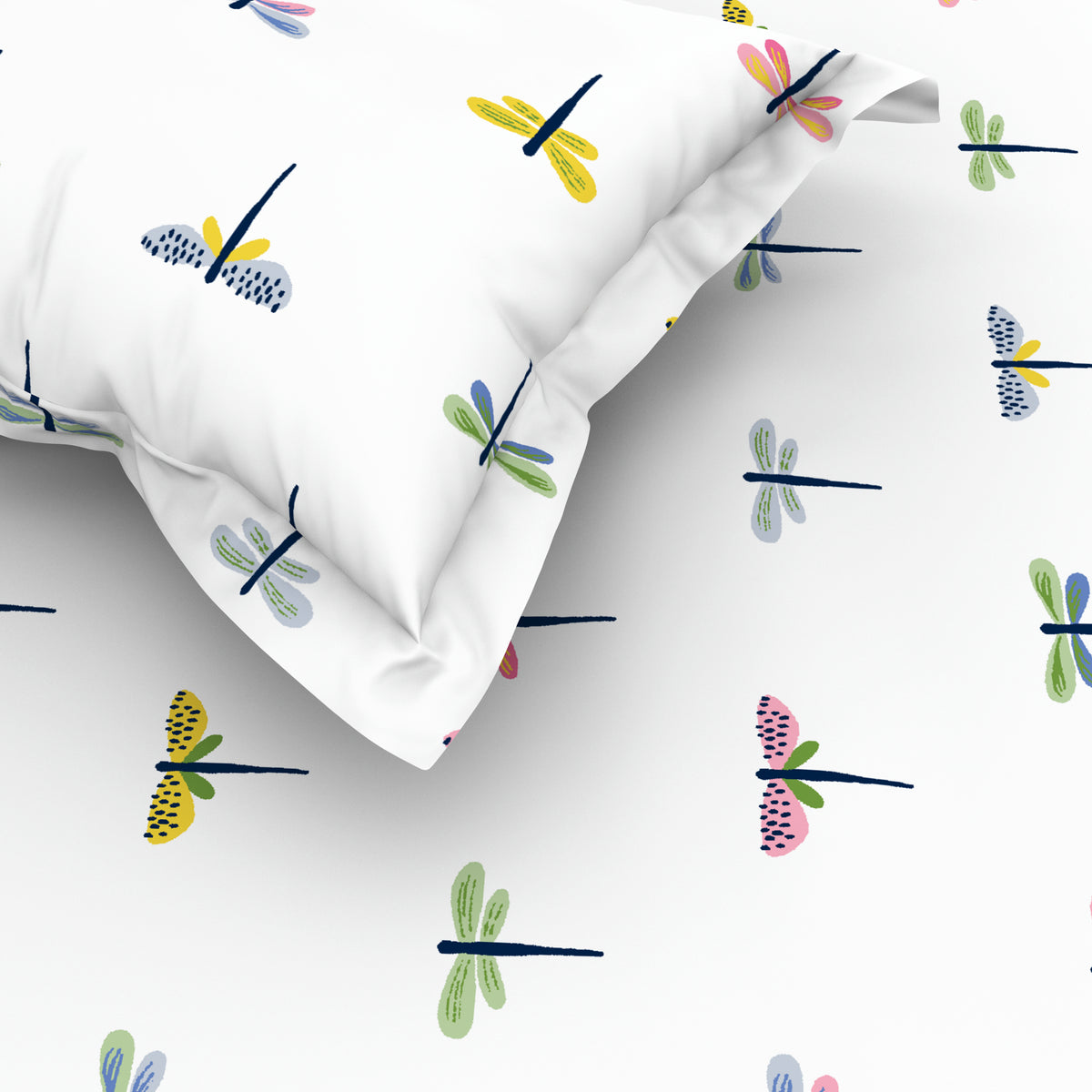 The Elegant Collection | Printed Single Bedsheet Set | 190 TC Cotton | Dragon Fly-Multi