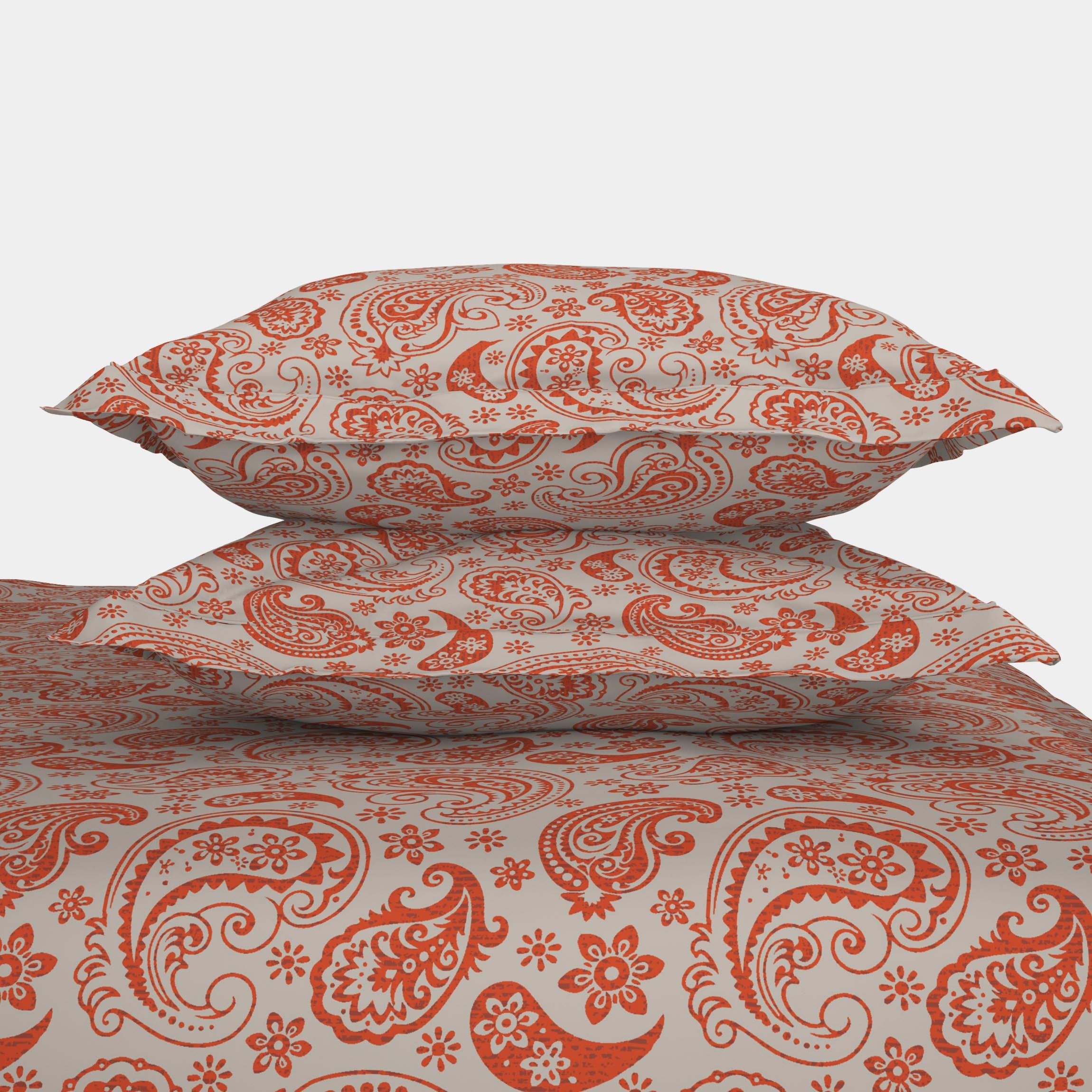 The Comfort Collection | Printed King Bedsheet Set | 120 Tc Percale Print - Rust